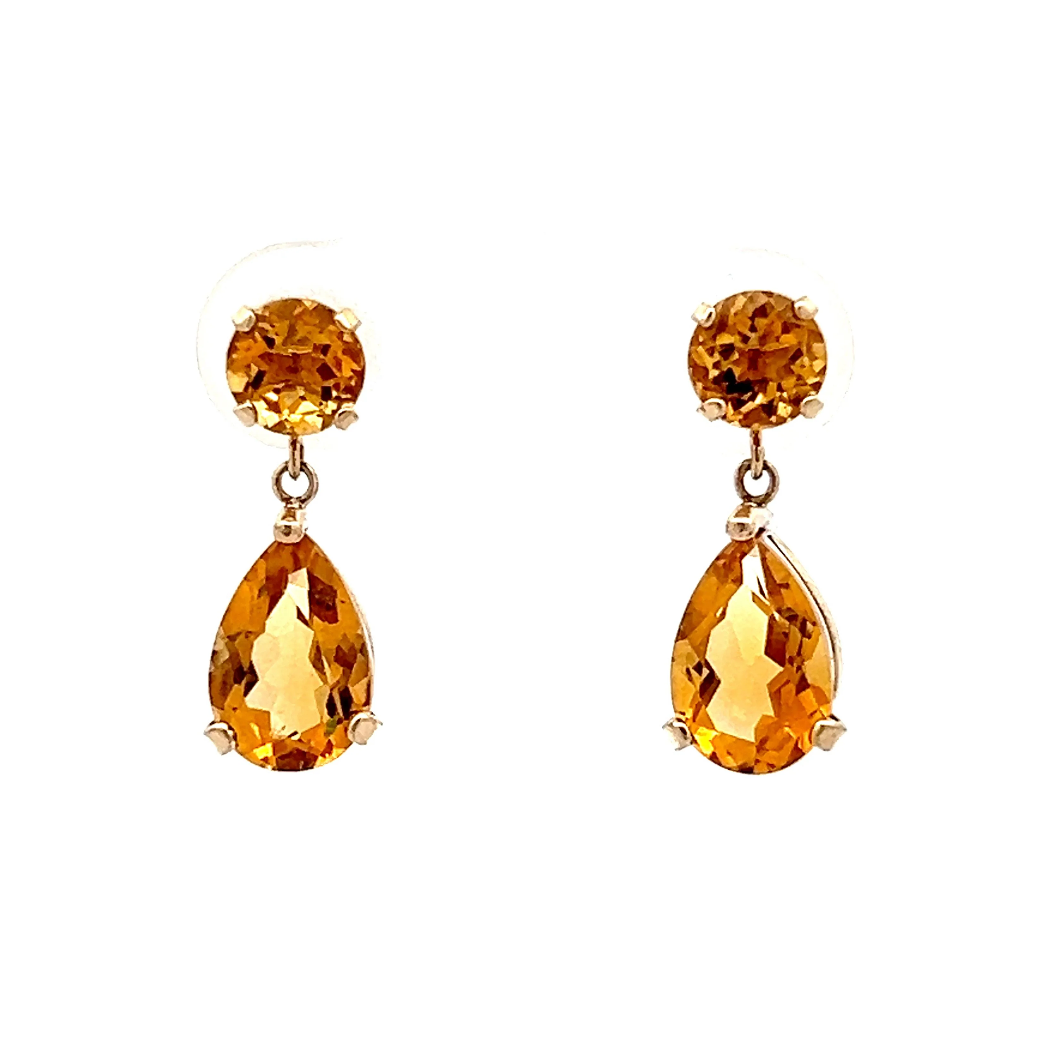4.00 Citrine Drop Earrings in 14k Yellow Gold
