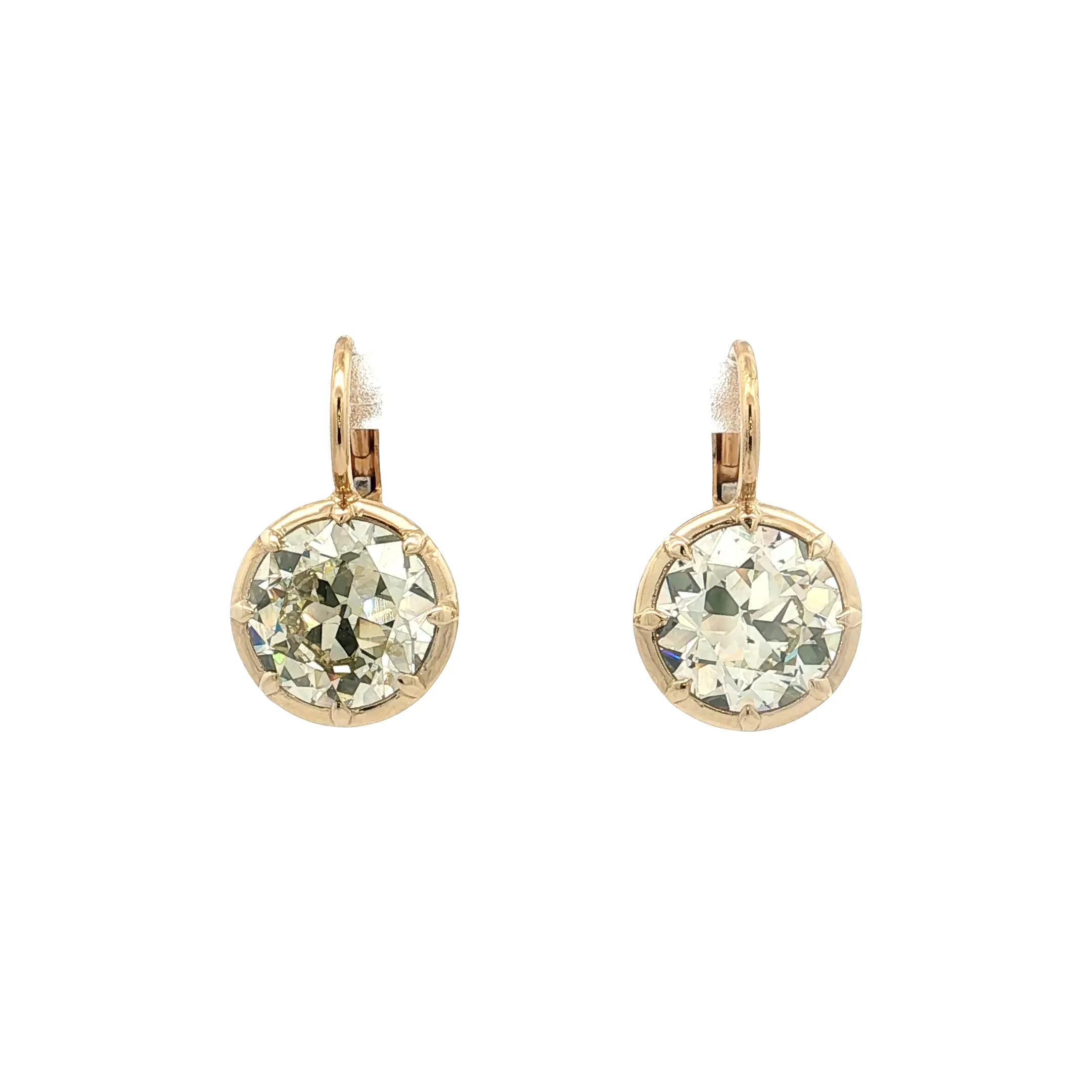 4.00 GIA Old European Diamond Drop Earrings 14k