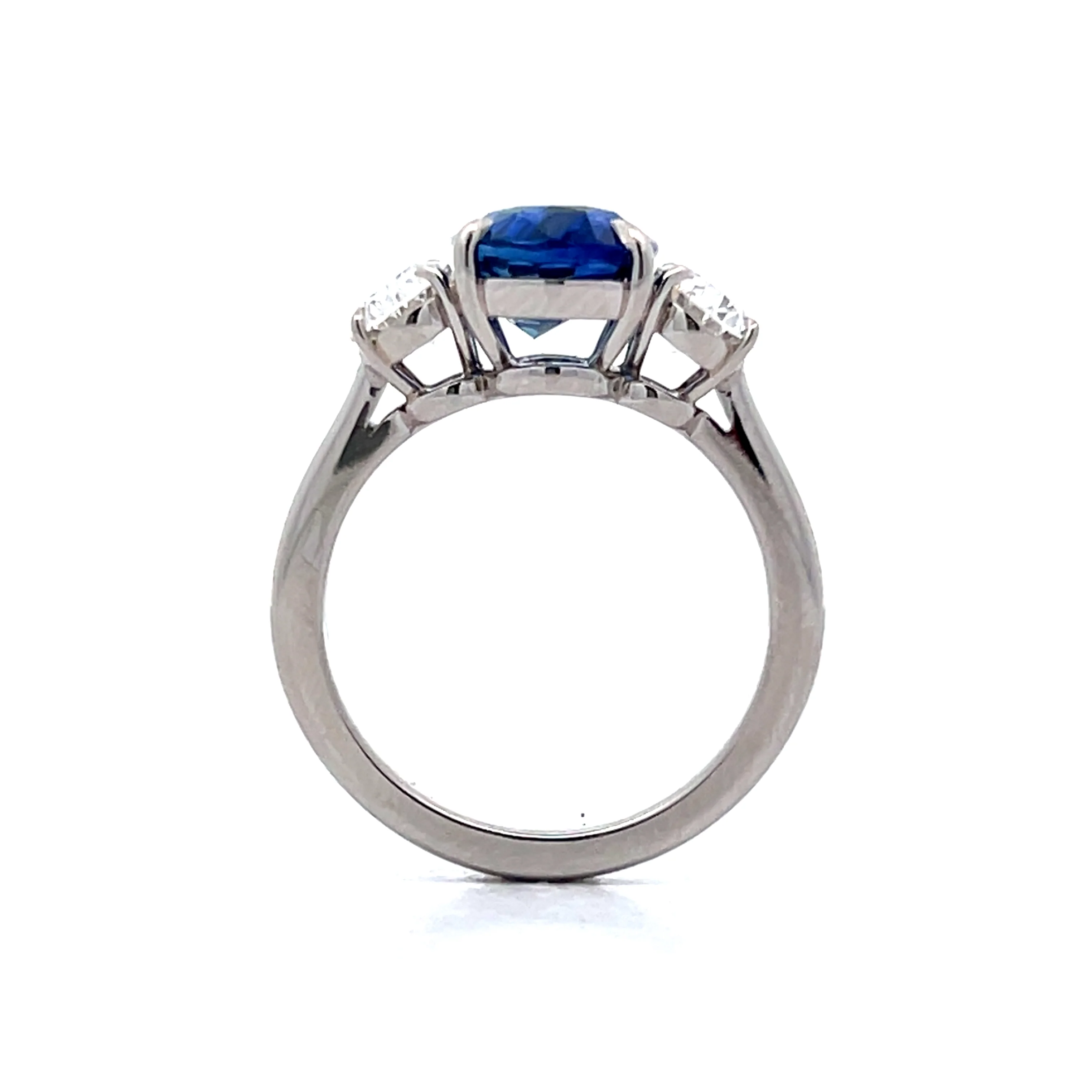 4.04 Oval Sapphire & Diamond Engagement Ring in Platinum - Image 4