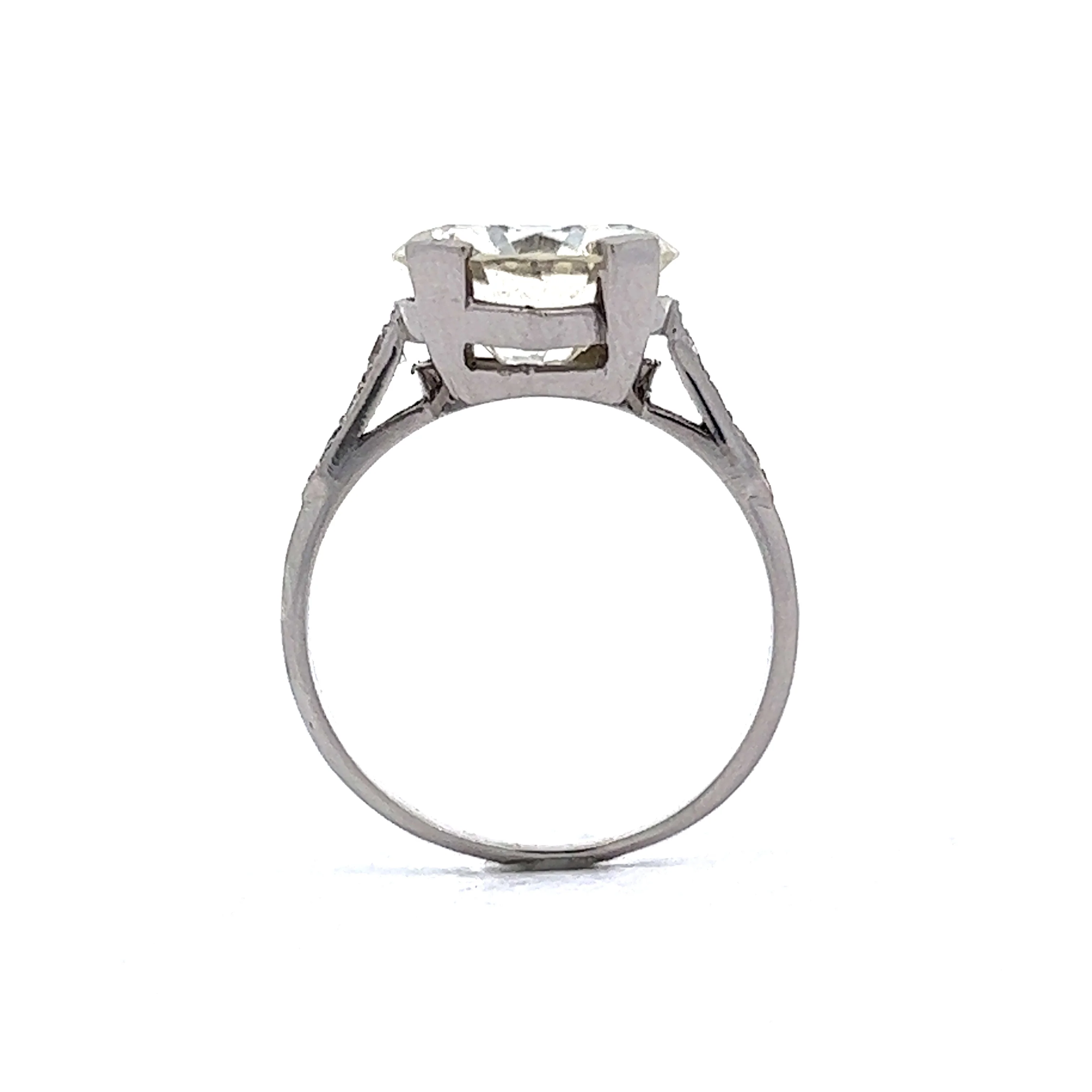 4.11 Art Deco Round Brilliant Diamond Engagement Ring in Platinum - Image 4