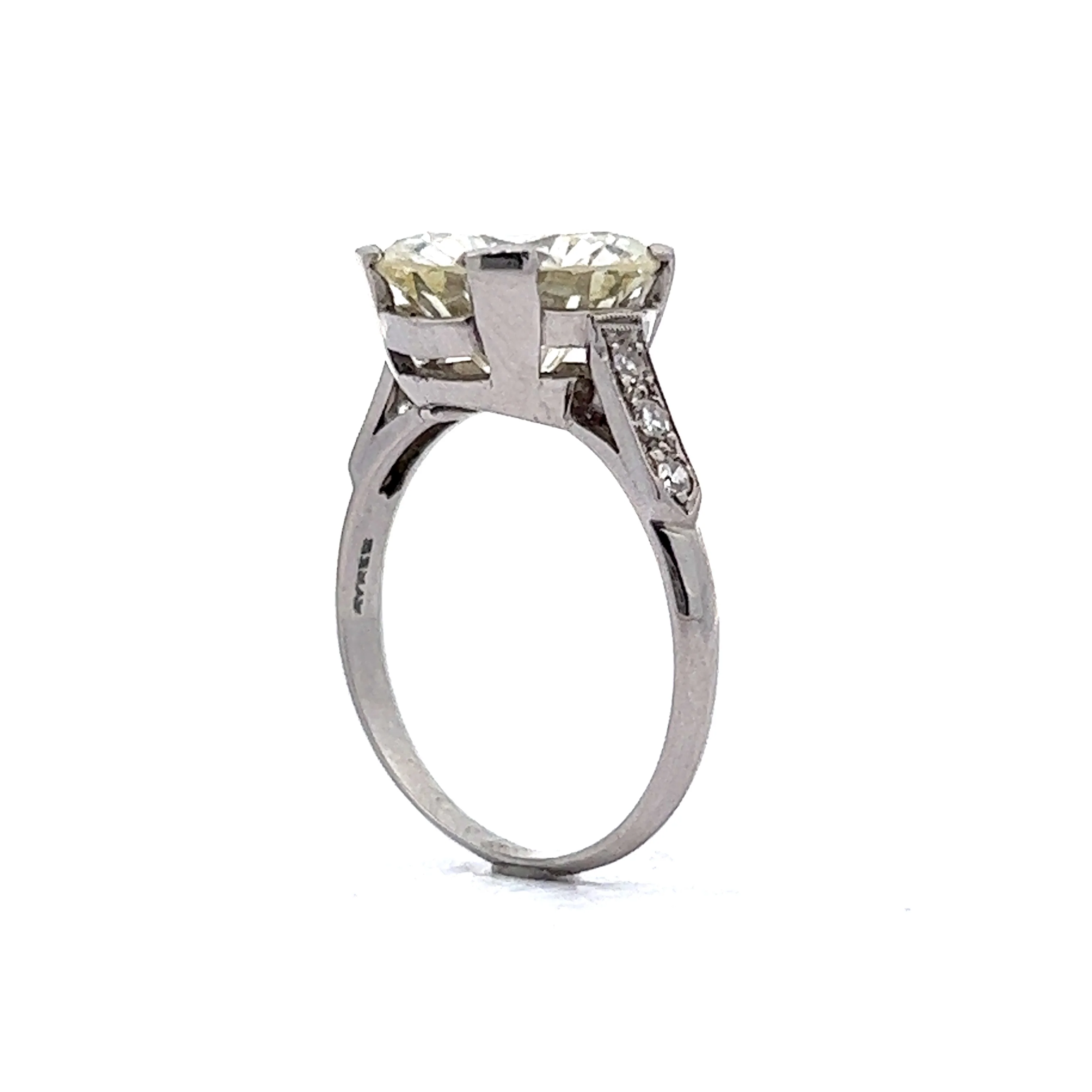 4.11 Art Deco Round Brilliant Diamond Engagement Ring in Platinum - Image 5