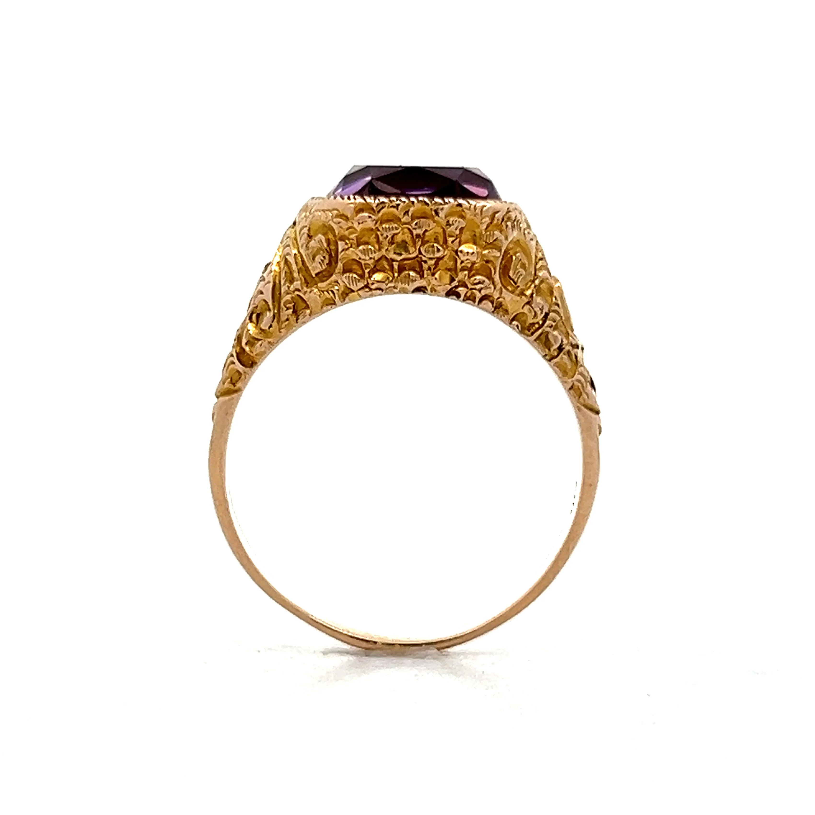 4.18 Vintage Victorian Amethyst Cocktail Ring in 14k - Image 4