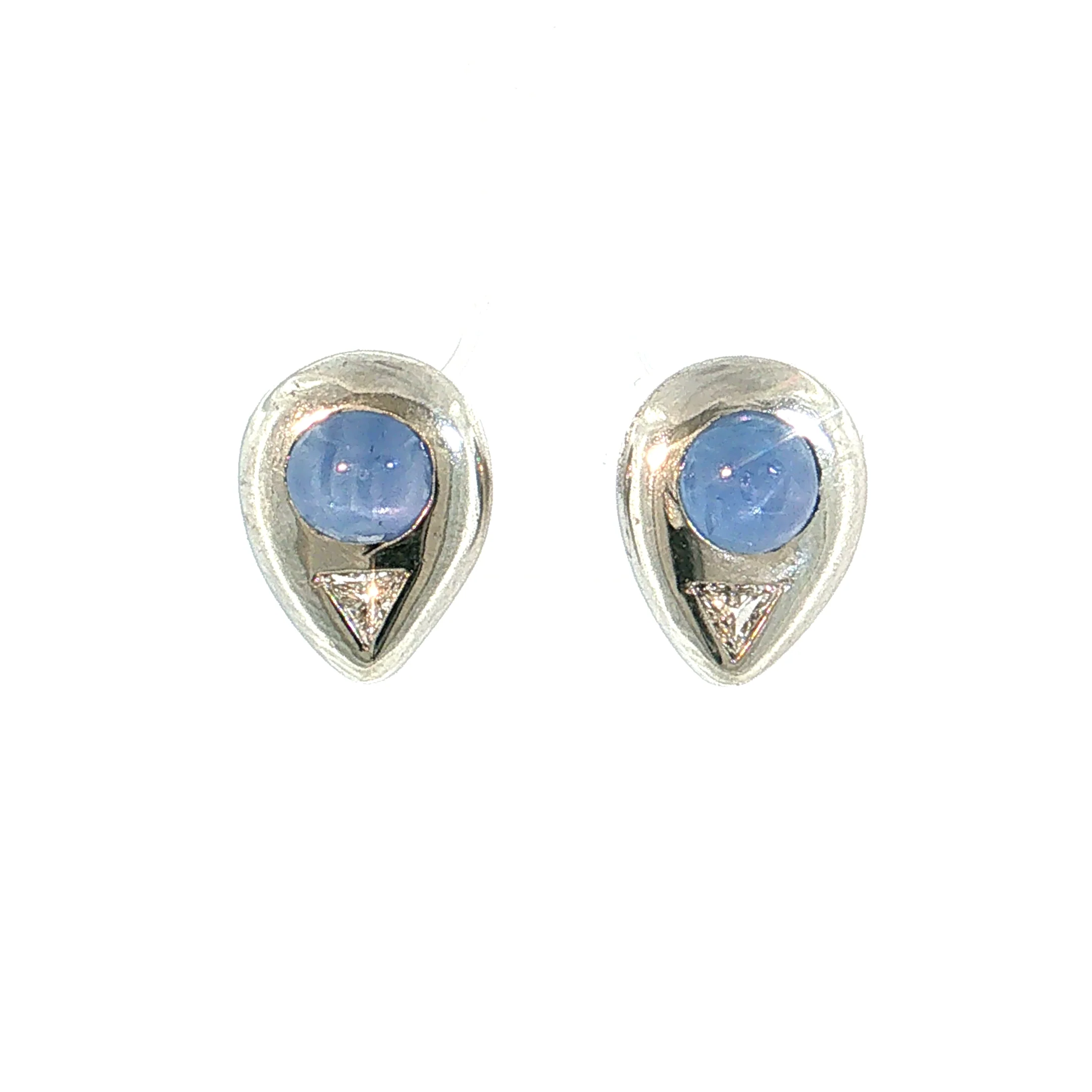 4.20 Star Sapphire & Diamond Stud Earrings Platinum