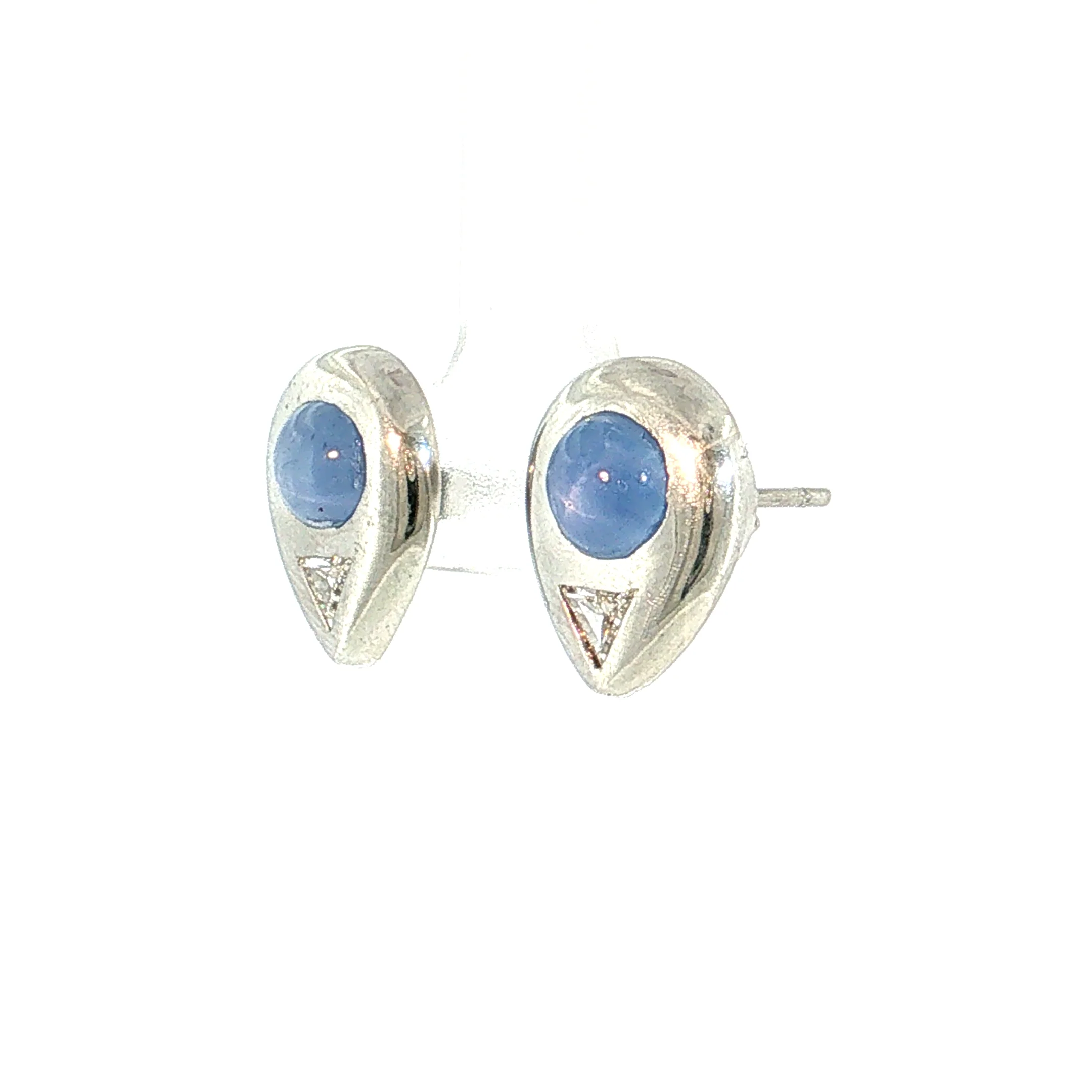 4.20 Star Sapphire & Diamond Stud Earrings Platinum - Image 2
