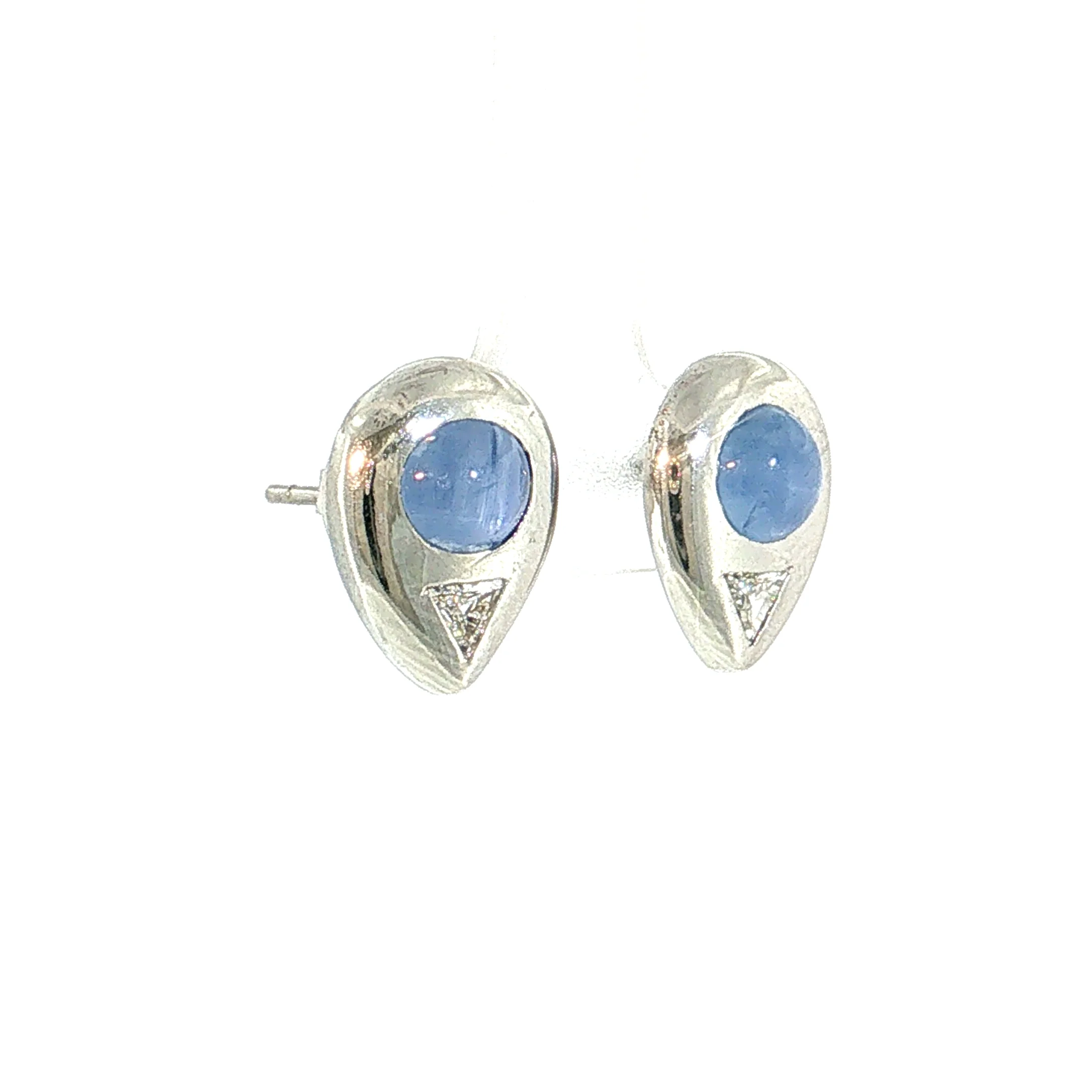4.20 Star Sapphire & Diamond Stud Earrings Platinum - Image 3