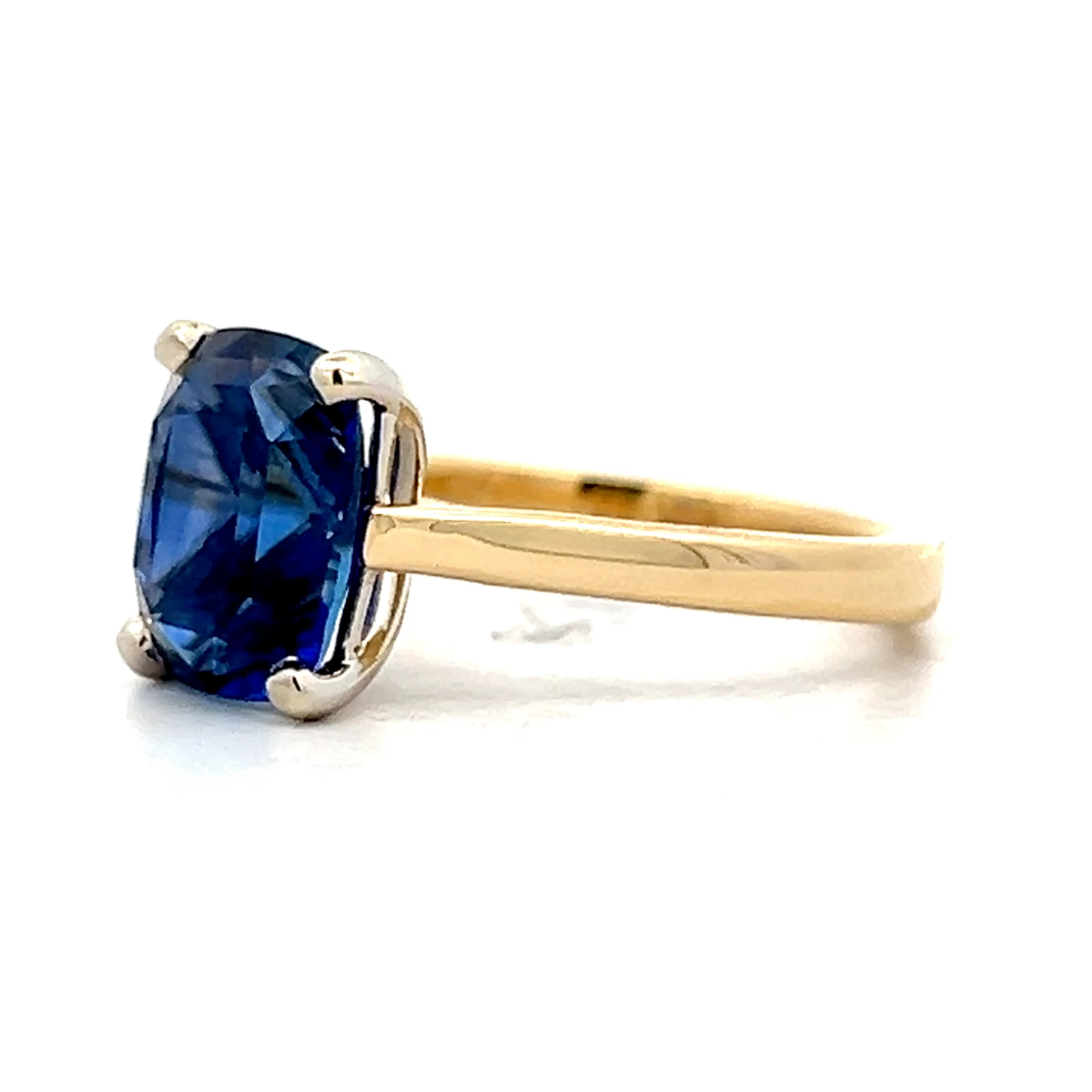 4.37 Cushion Cut Blue Sapphire Engagement Ring 18k - Image 2