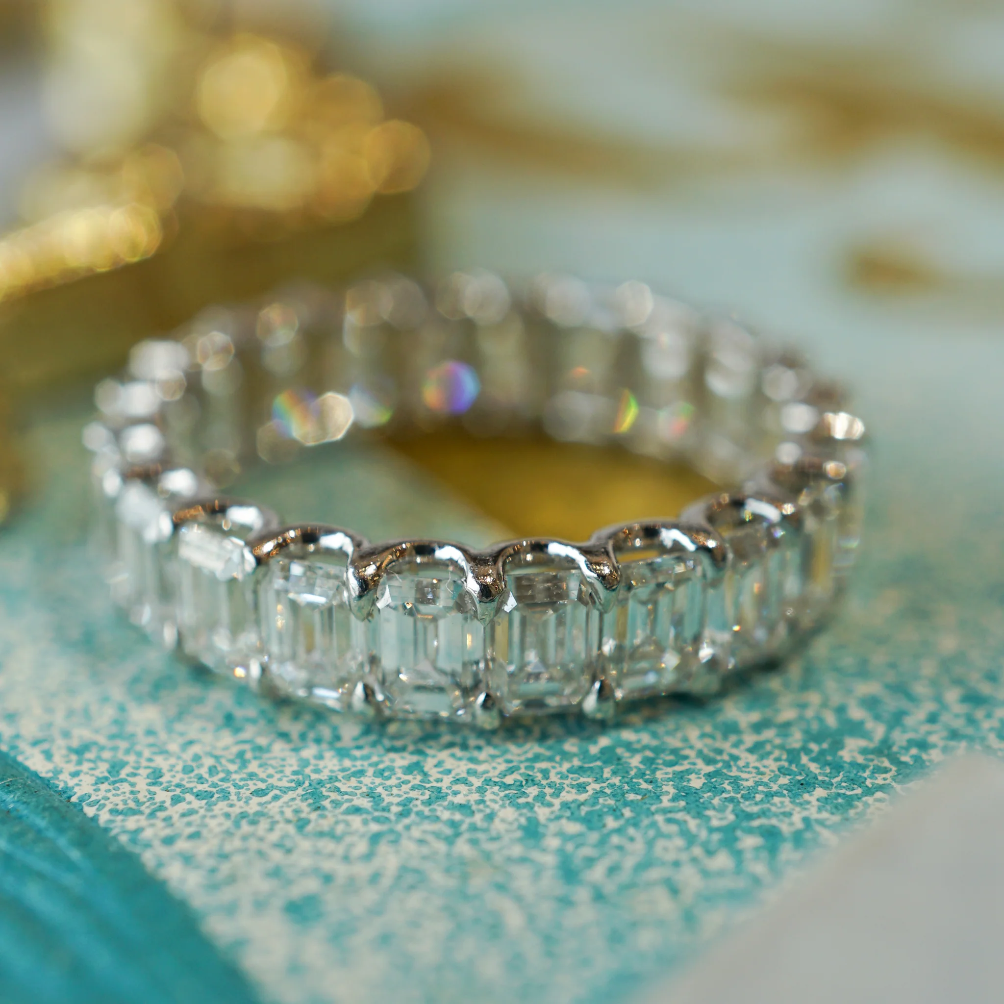 4.39 Emerald Cut Diamond Eternity Band in Platinum - Image 6