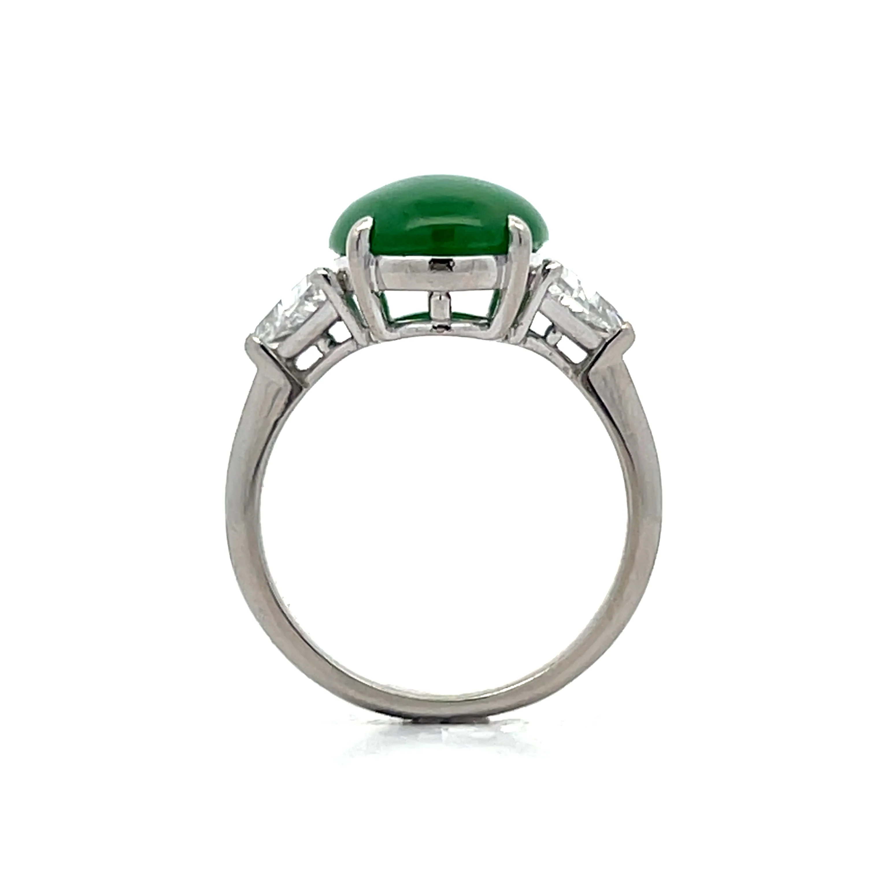 4.41 Cabochon Jadeite & Diamond Cocktail Ring Platinum - Image 4