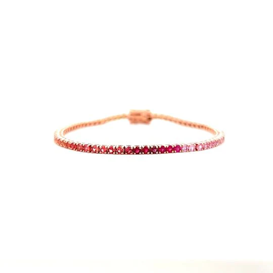 4.43 Rainbow Sapphire Bracelet in 14k Rose Gold