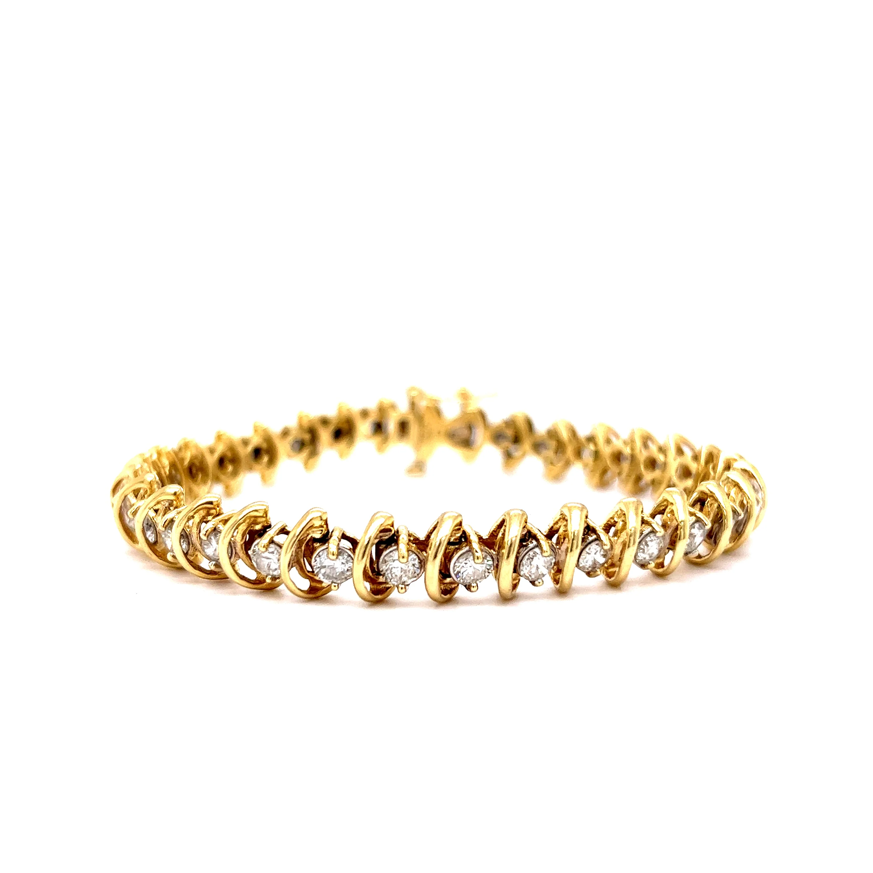 4.48 Round Brilliant Diamond Bracelet in 18k Yellow Gold