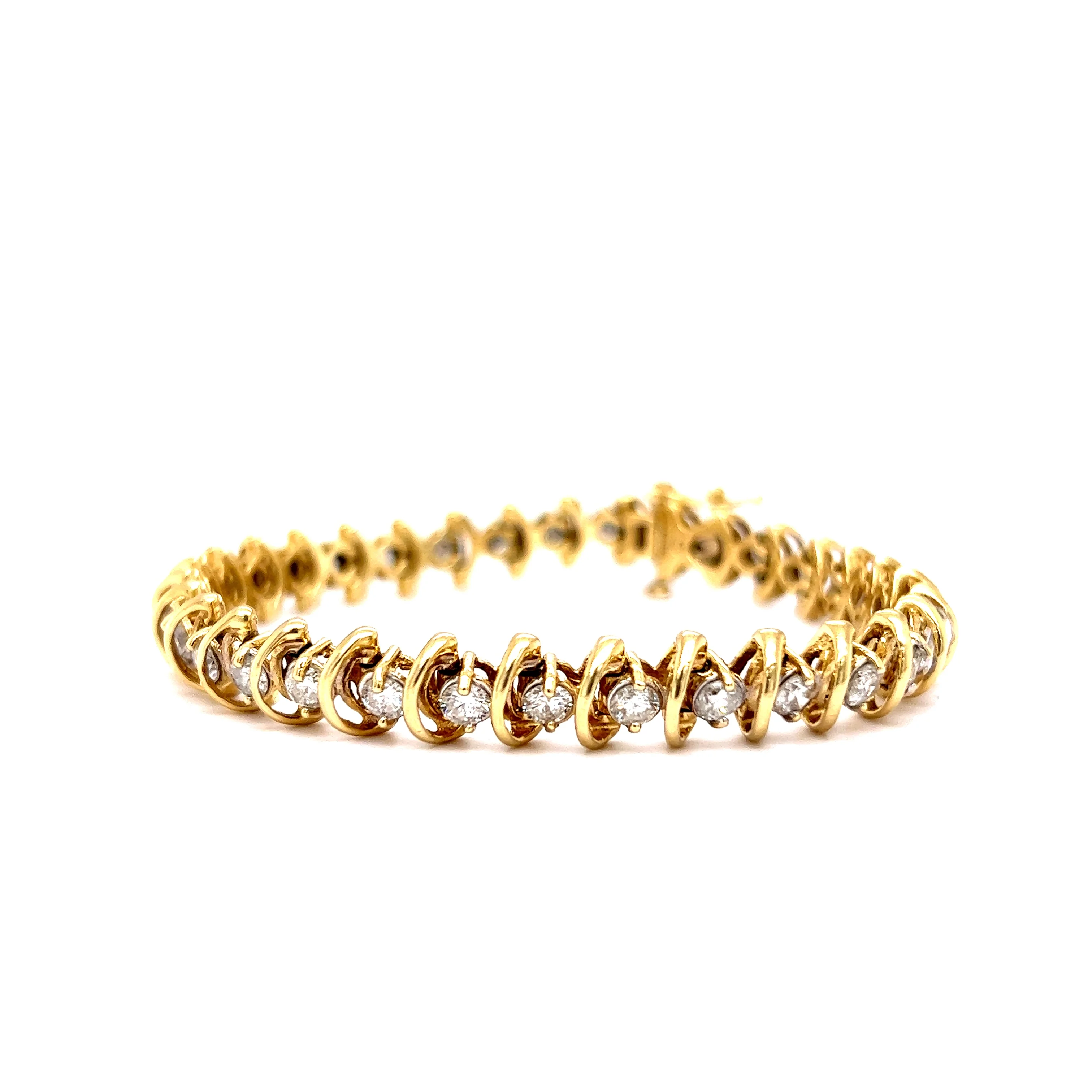 4.48 Round Brilliant Diamond Bracelet in 18k Yellow Gold - Image 2