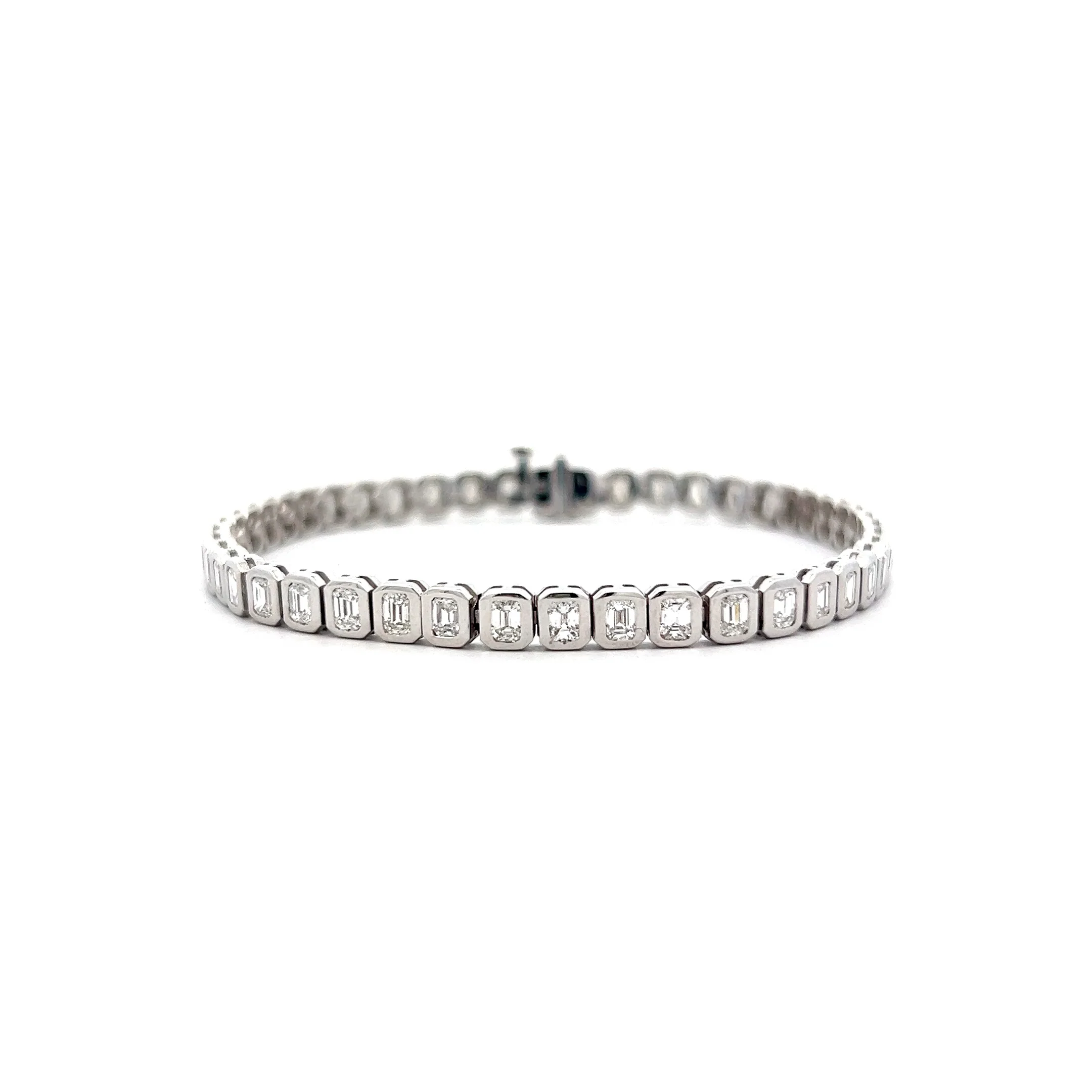 4.48 Emerald Cut Diamond Tennis Bracelet in 14k White Gold