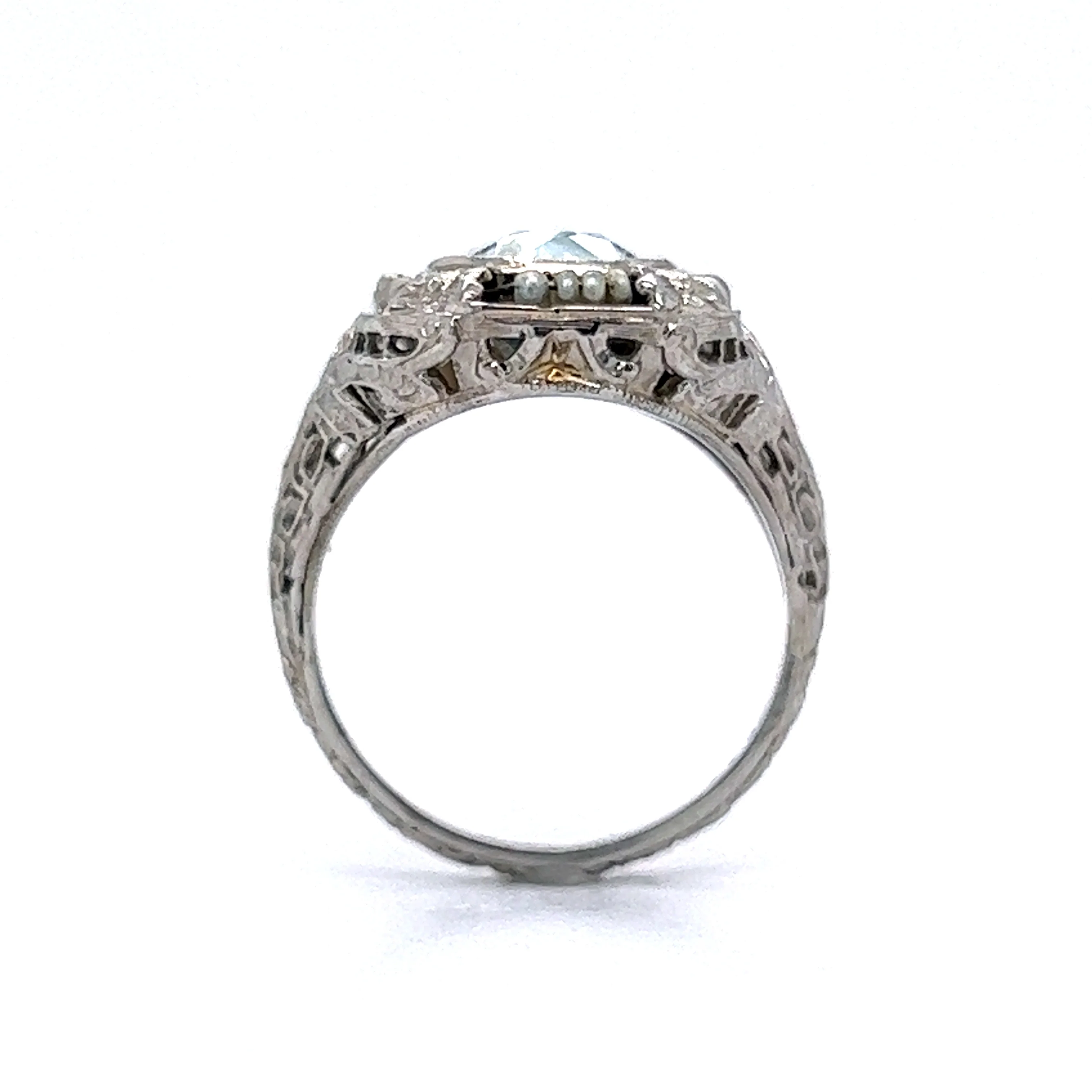 4.59 Art Deco Aquamarine Cocktail Ring in 18k White Gold - Image 4
