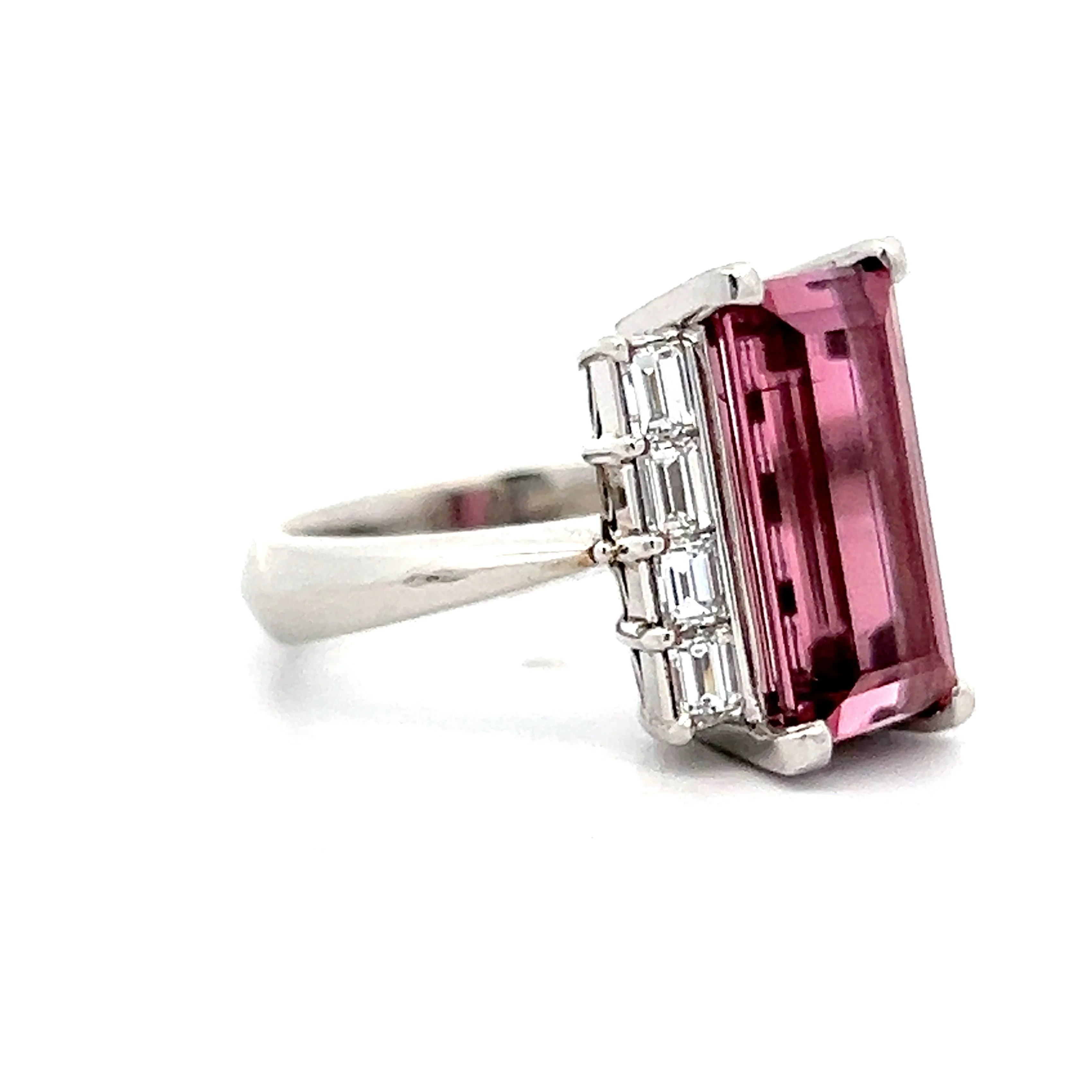 4.64 Emerald Cut Tourmaline Cocktail Ring in Platinum - Image 3