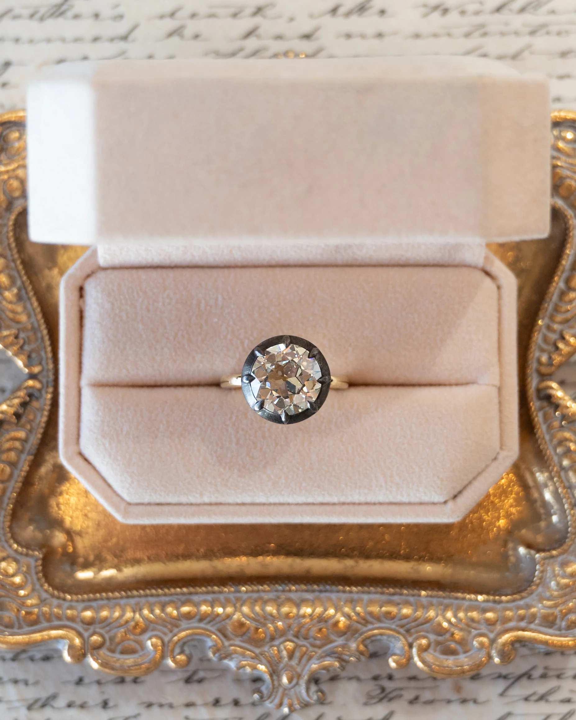 4.81 Old European Diamond Engagement Ring 18k - Image 6
