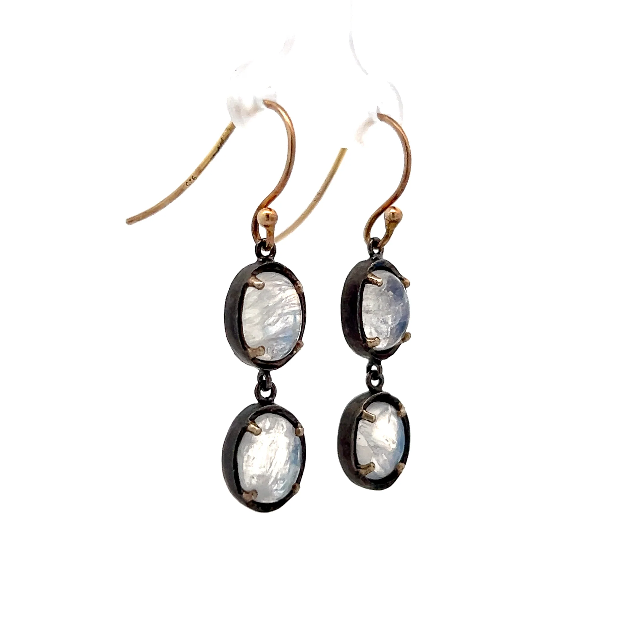 4.88 Cabochon Moonstone Earrings in 14k Yellow Gold - Image 3