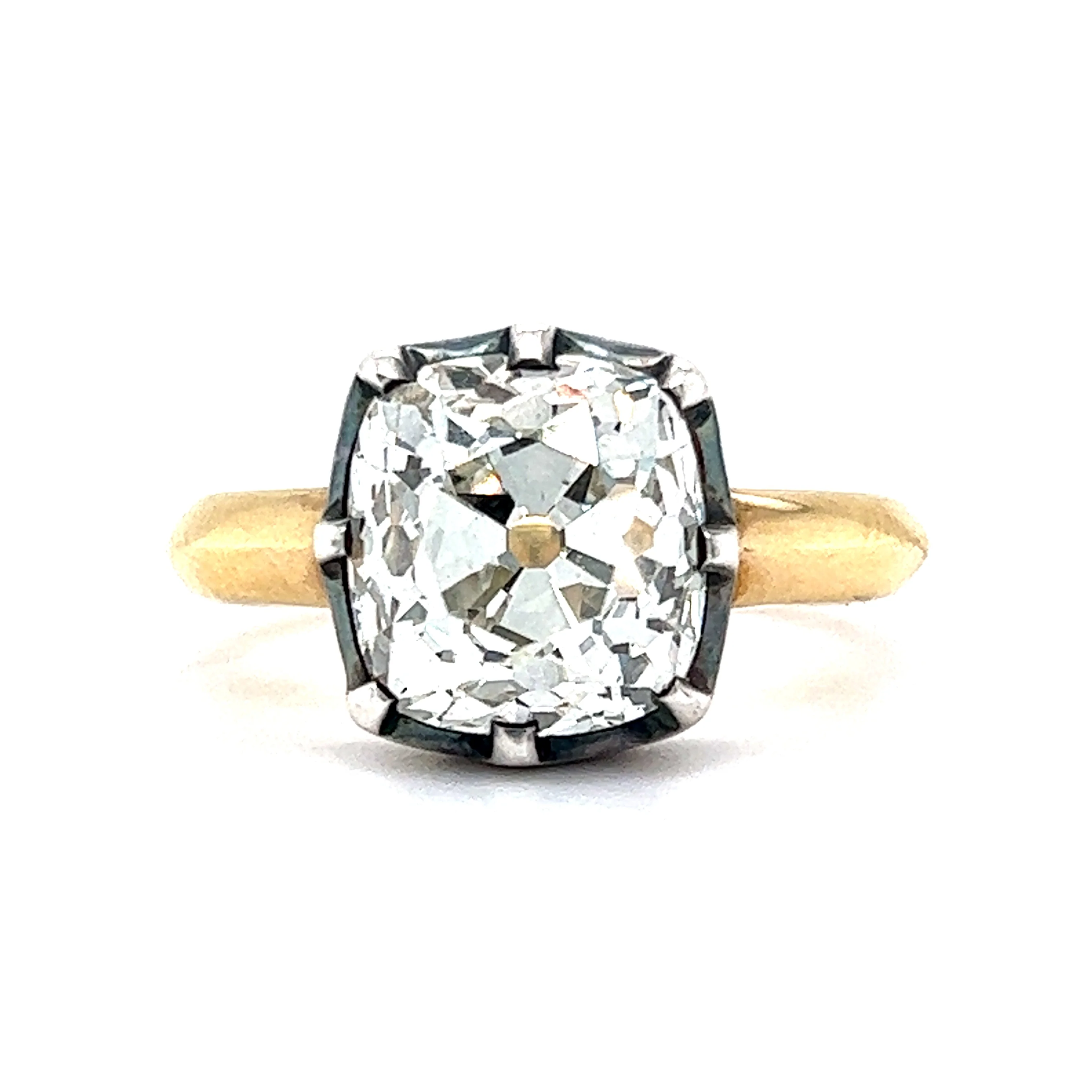 4.91 Old Mine Brilliant Cut Diamond Engagement Ring in 18k