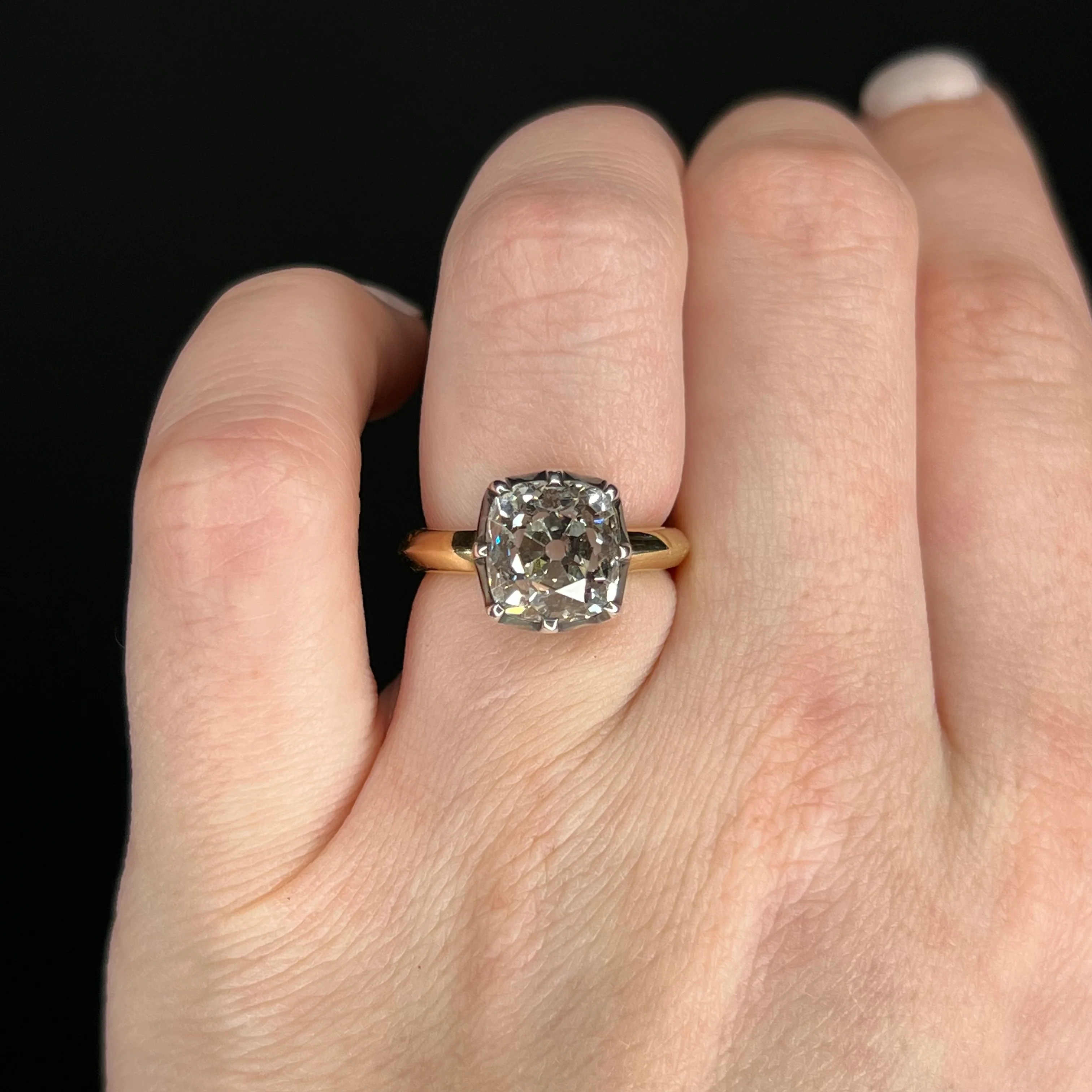 4.91 Old Mine Brilliant Cut Diamond Engagement Ring in 18k - Image 6