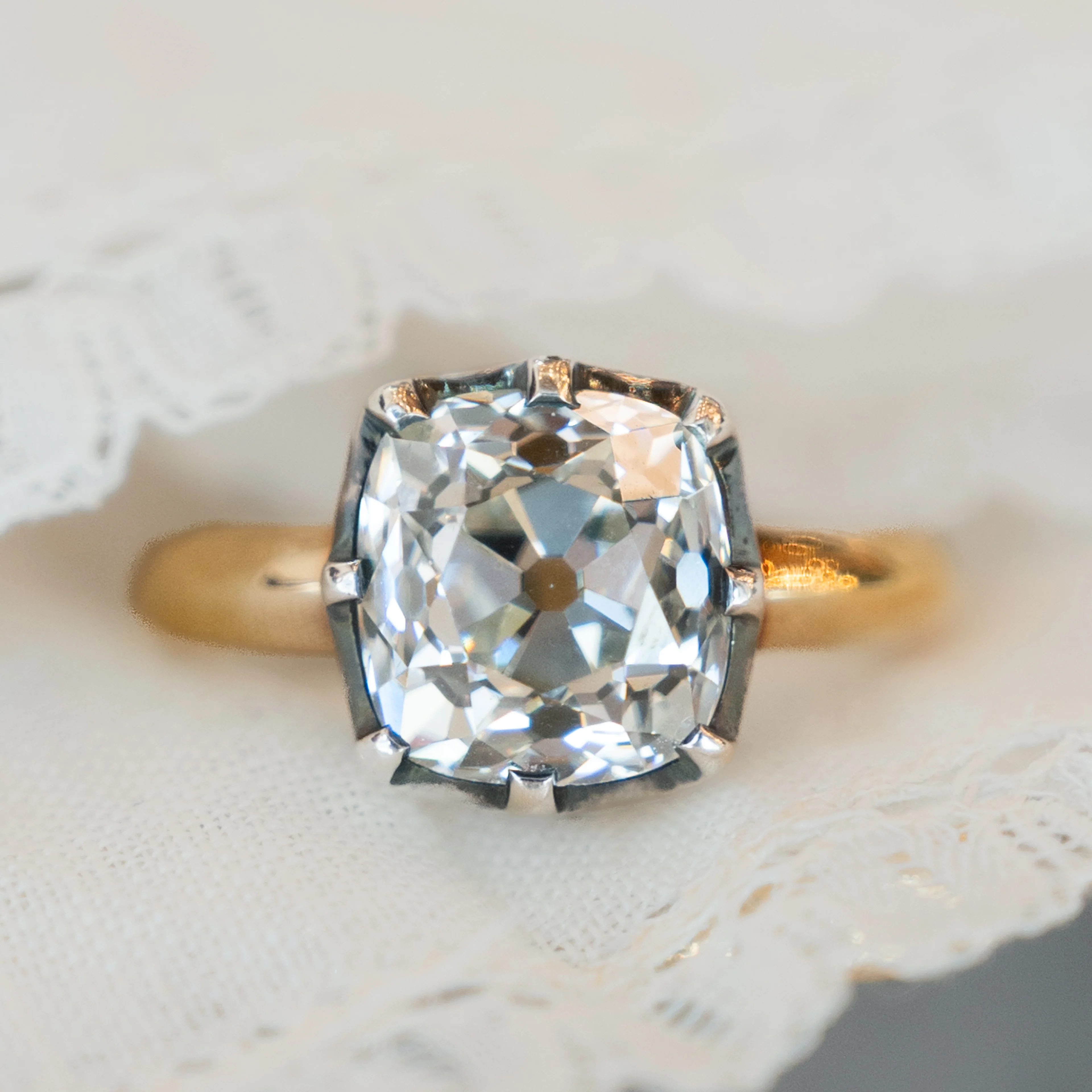 4.91 Old Mine Brilliant Cut Diamond Engagement Ring in 18k - Image 8