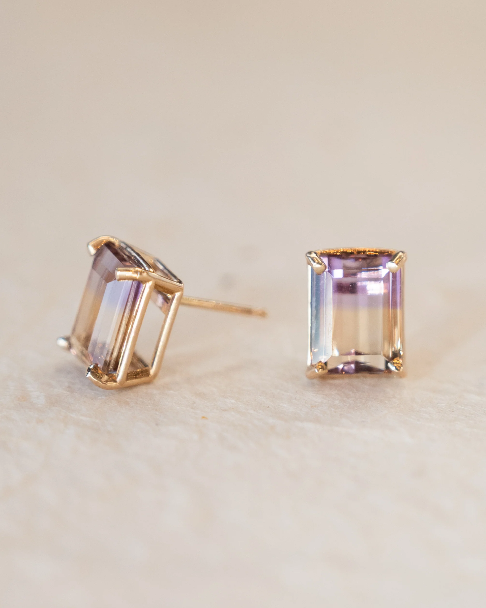 4.96 Ametrine Stud Earrings in 14k Rose Gold - Image 5