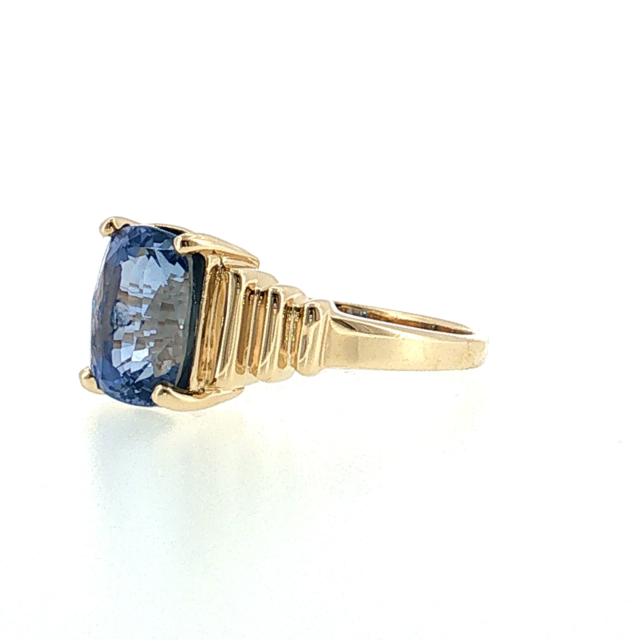 4.98 Cushion Blue Sapphire Engagement Ring 14k - Image 2
