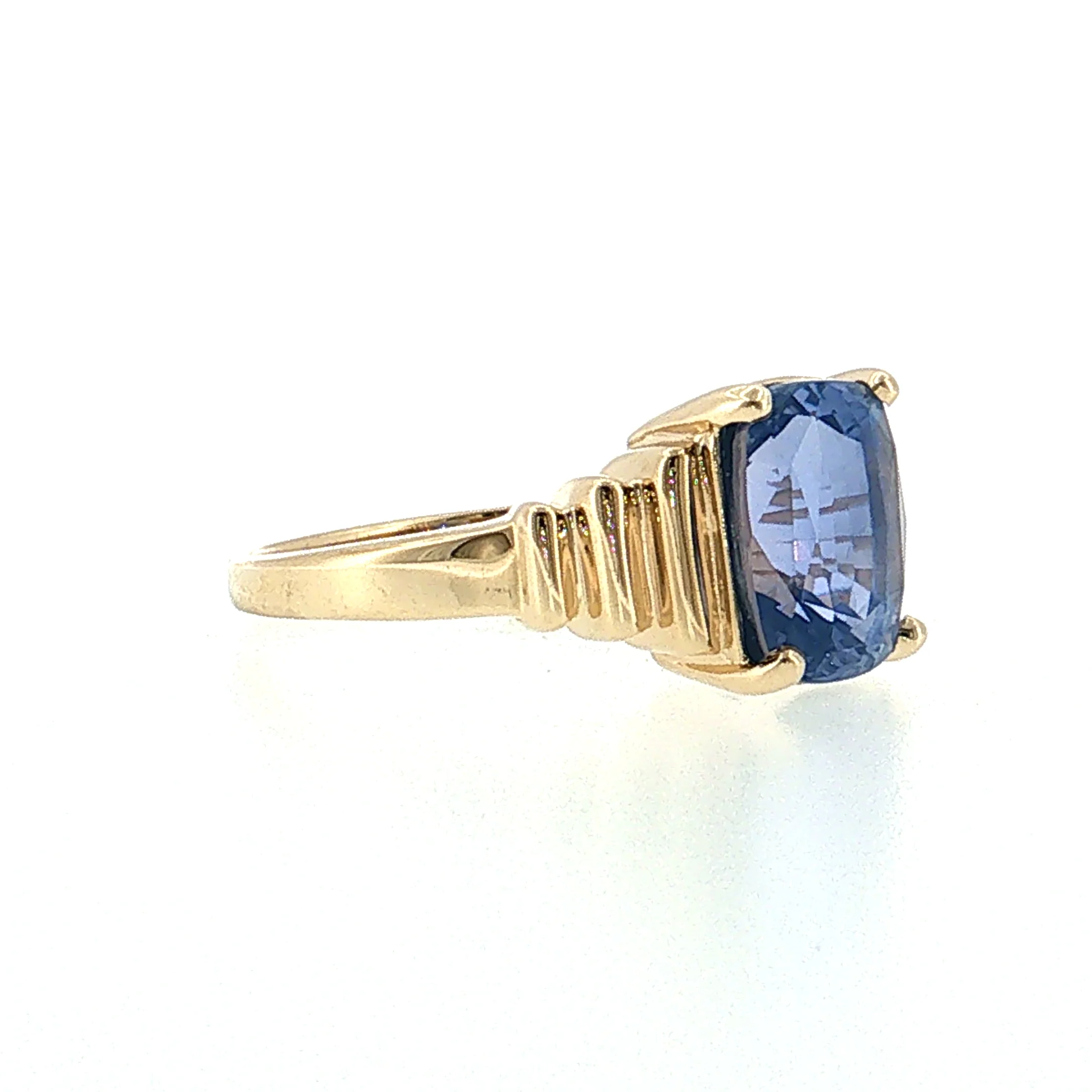 4.98 Cushion Blue Sapphire Engagement Ring 14k - Image 3