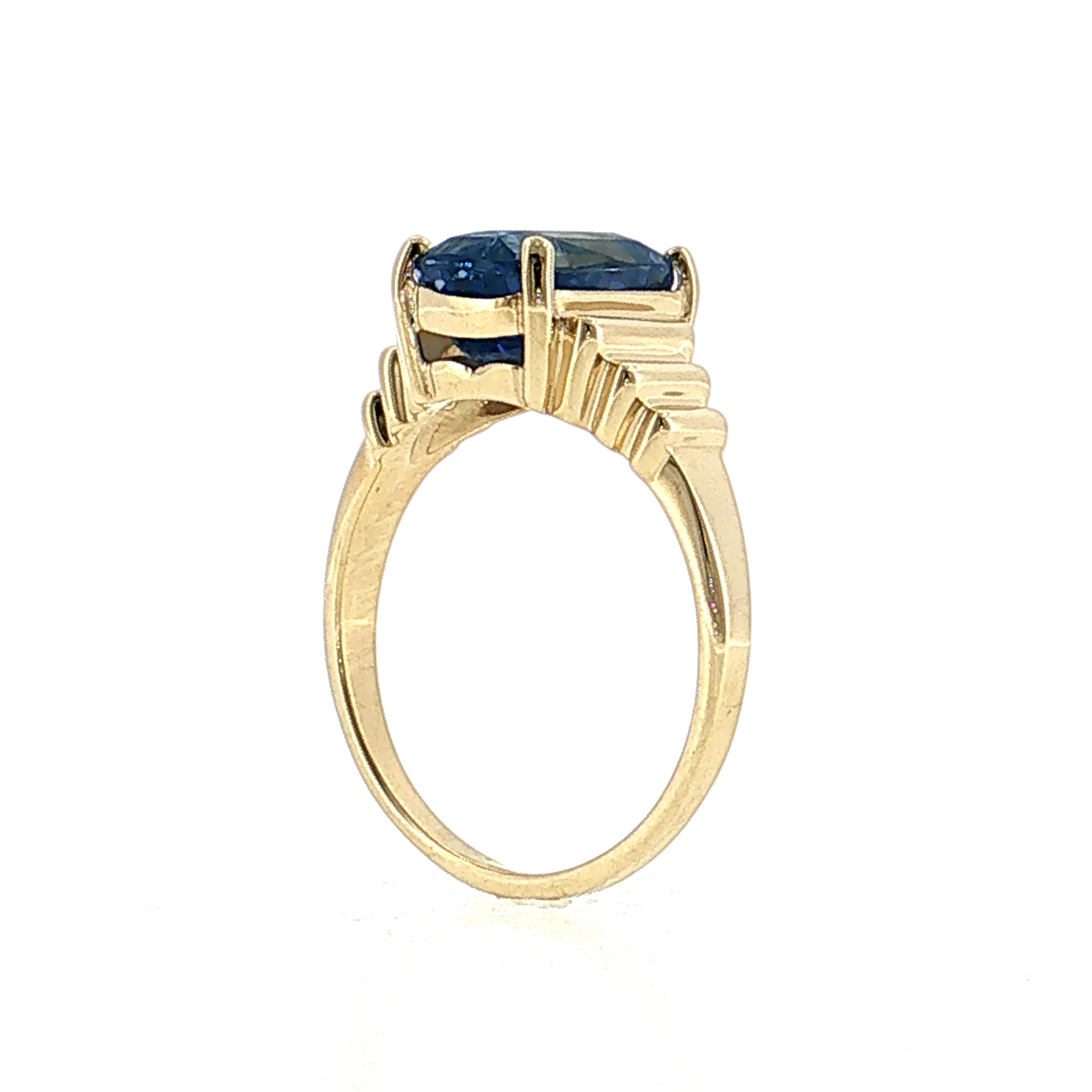 4.98 Cushion Blue Sapphire Engagement Ring 14k - Image 5