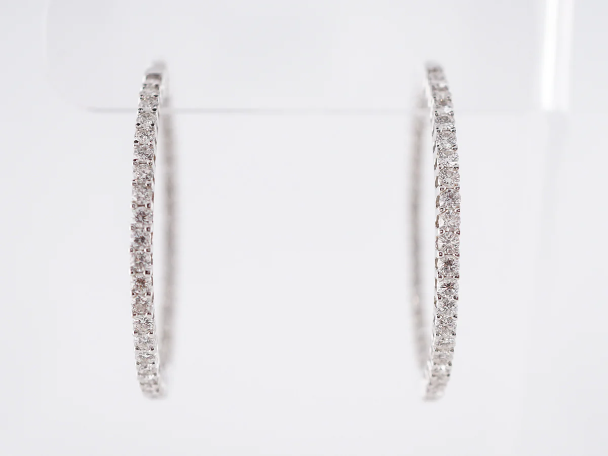 4 Carat Diamond Hoop Earrings in White Gold