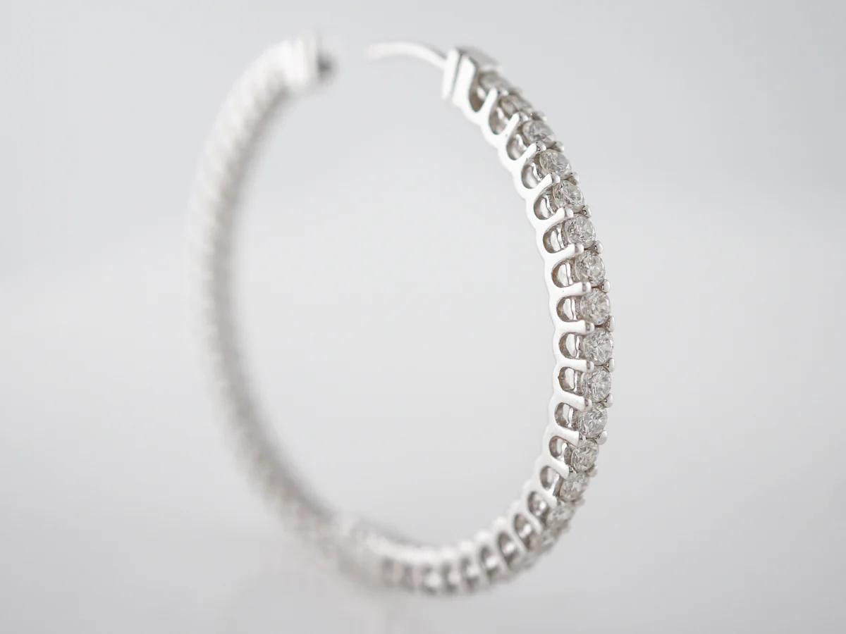 4 Carat Diamond Hoop Earrings in White Gold - Image 5