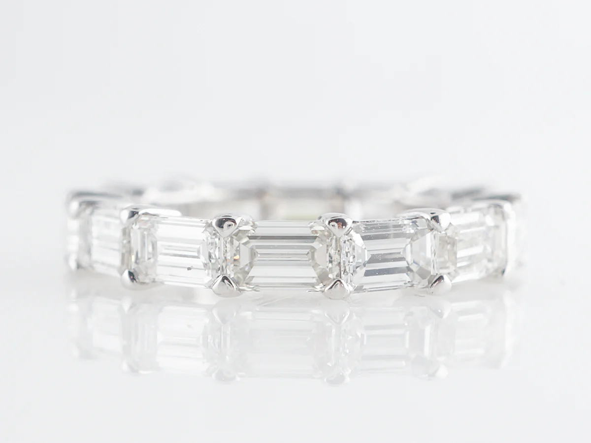 4 Carat Emerald Cut Diamond Eternity Band in 18k White Gold