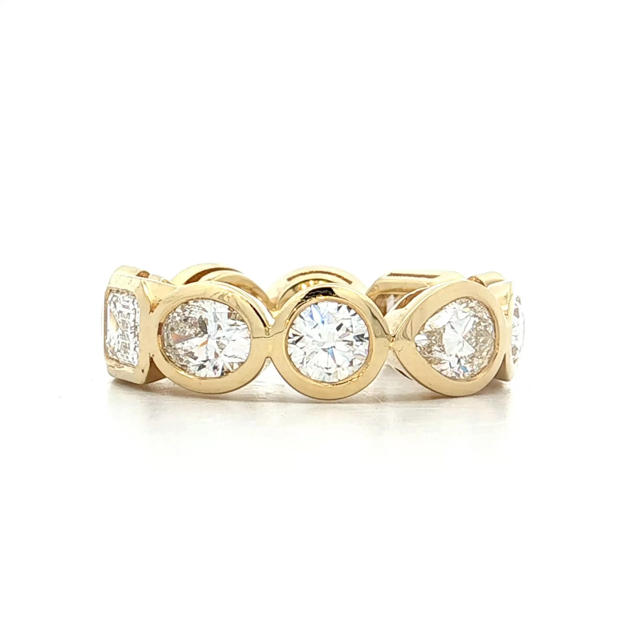 4 Carat GIA Mixed Diamond Eternity Band 18k Yellow Gold