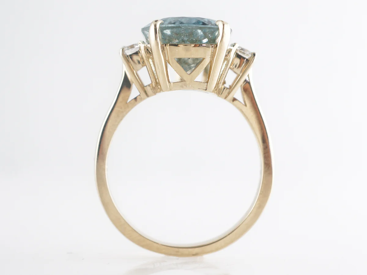 4 Carat Pear Cut Aquamarine Ring w/ Diamonds in 14k - Image 4
