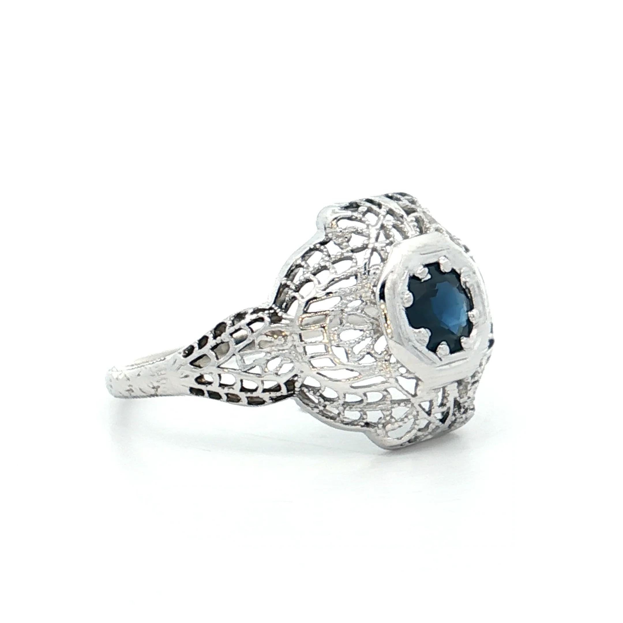 .40 Antique Deco Sapphire Cocktail Ring 18k - Image 3