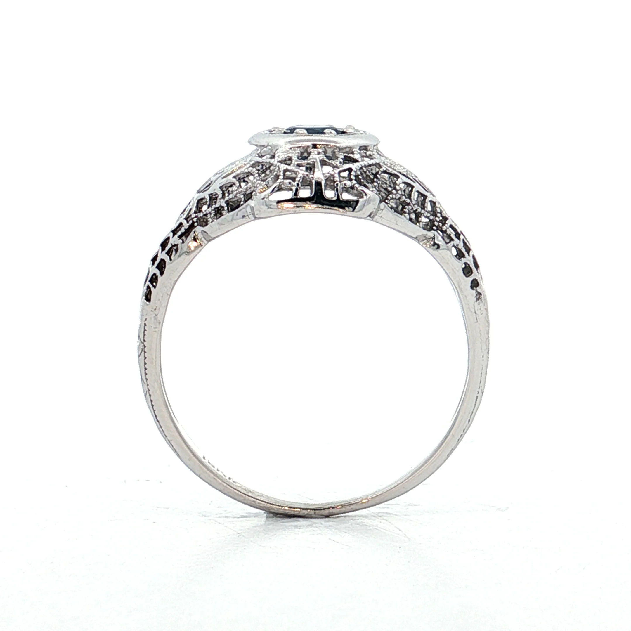 .40 Antique Deco Sapphire Cocktail Ring 18k - Image 4