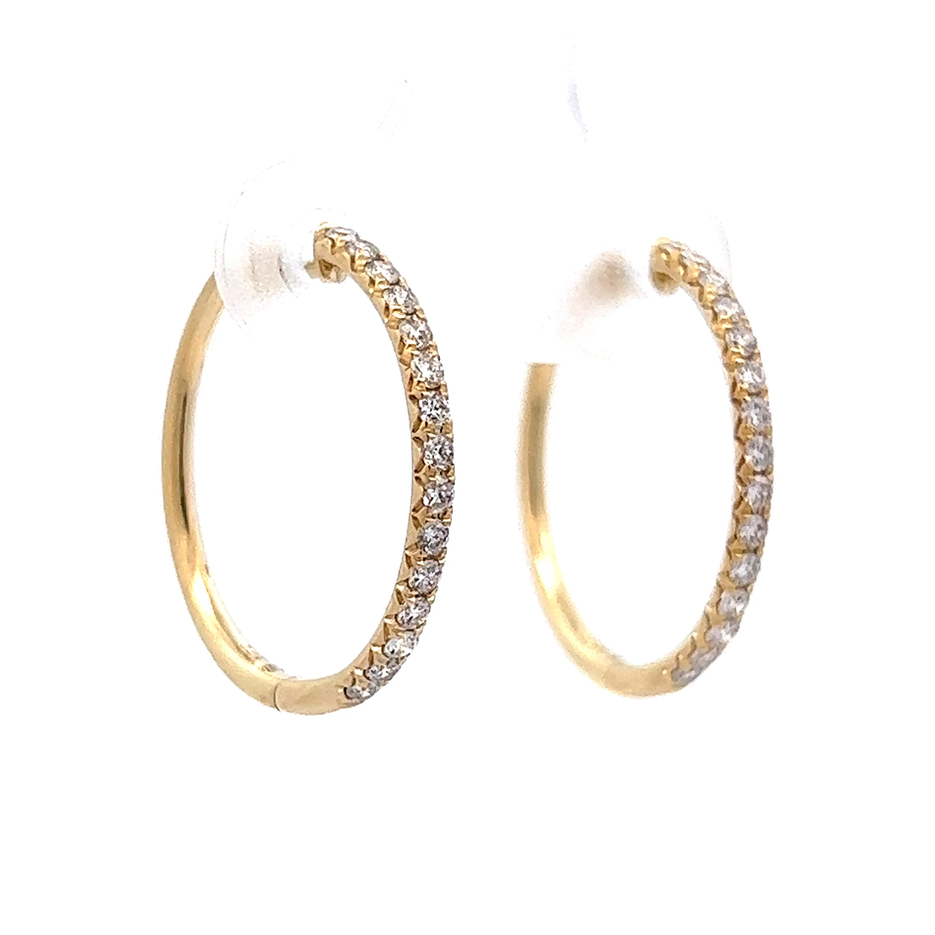.40 Diamond Hoop Earrings in 14k Yellow Gold - Image 3