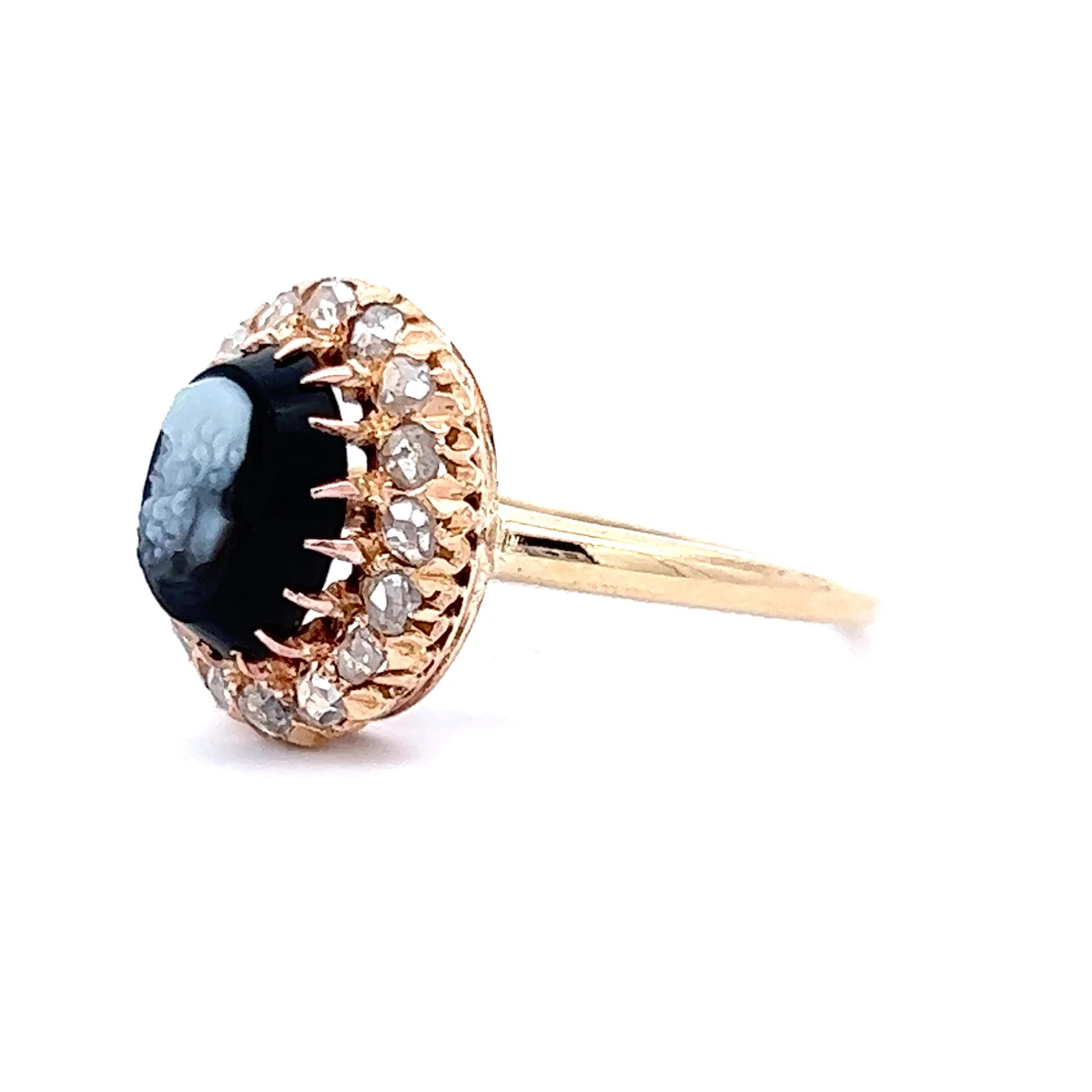 Victorian Onyx Cameo Right Hand Ring in 14k Yellow Gold - Image 2
