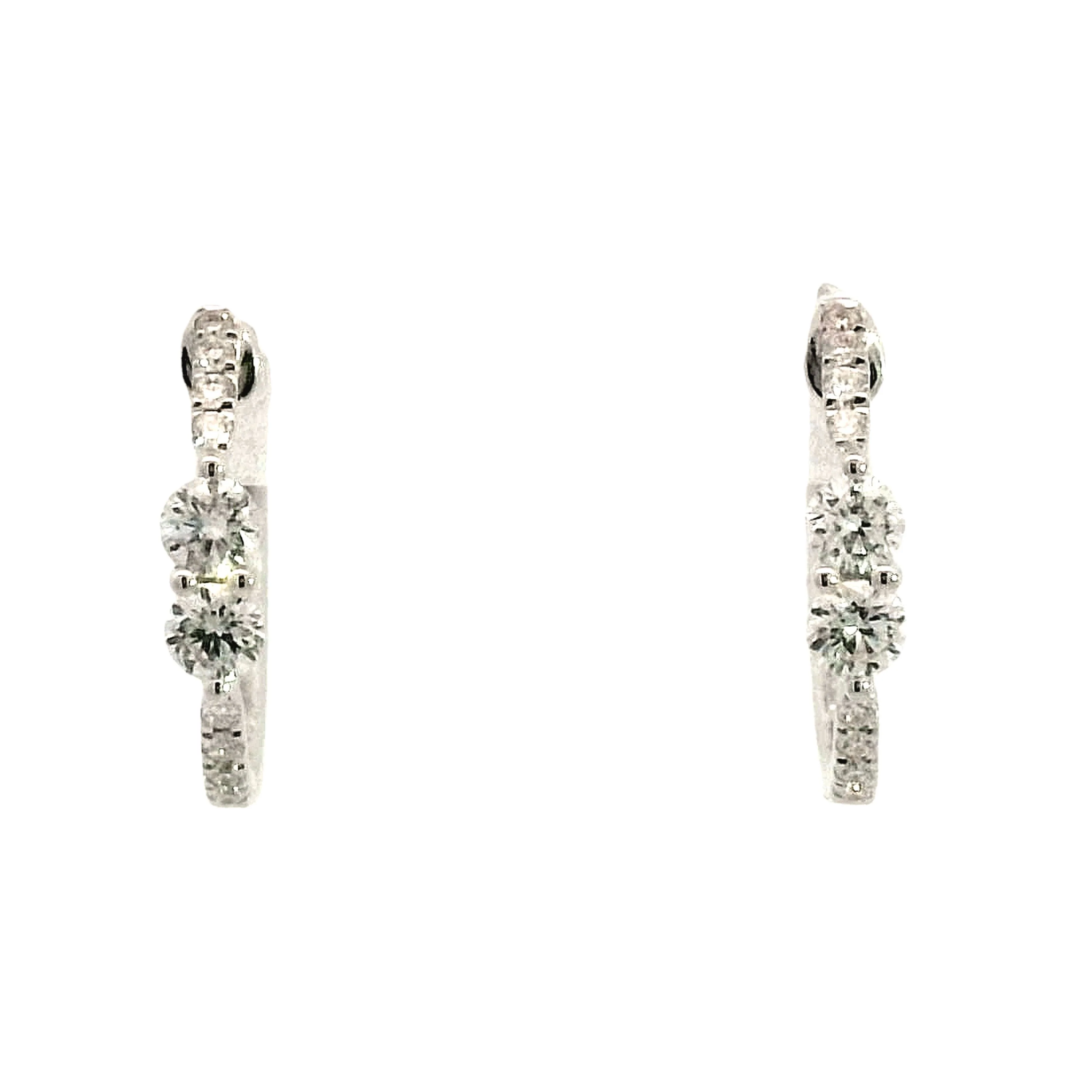 .40 Round Diamond Hoop Earrings in 14k White Gold