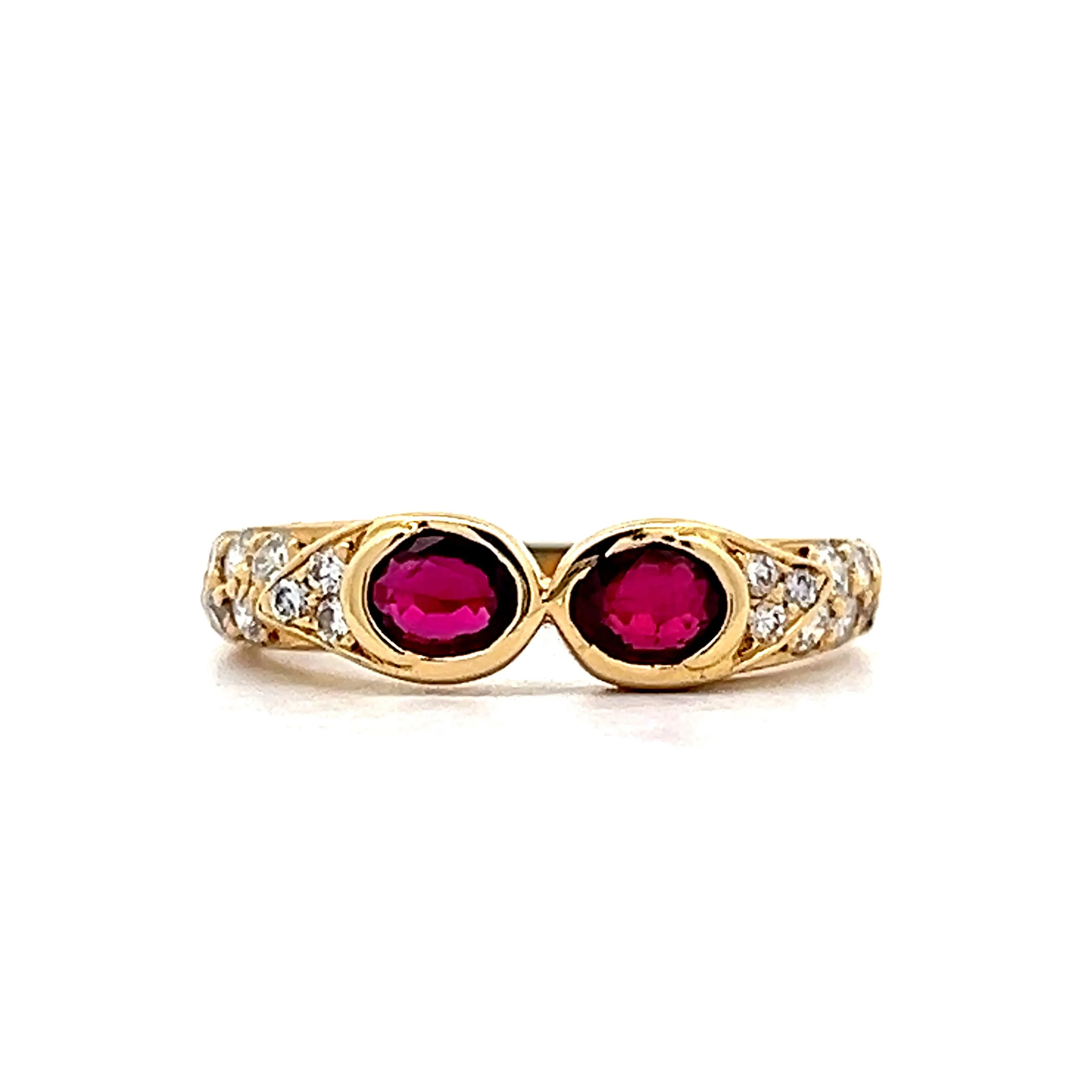 .40 Ruby & Diamond Stacking Ring in 18k Yellow Gold