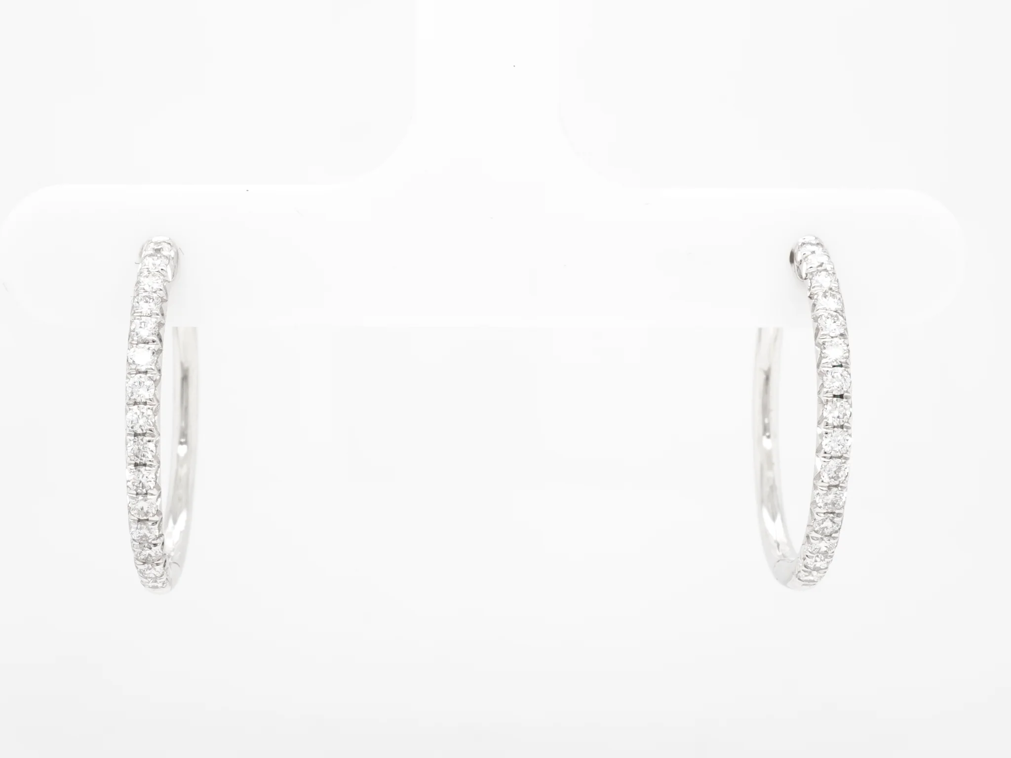 .40 Small Diamond Hoop Earrings in 18k White Gold