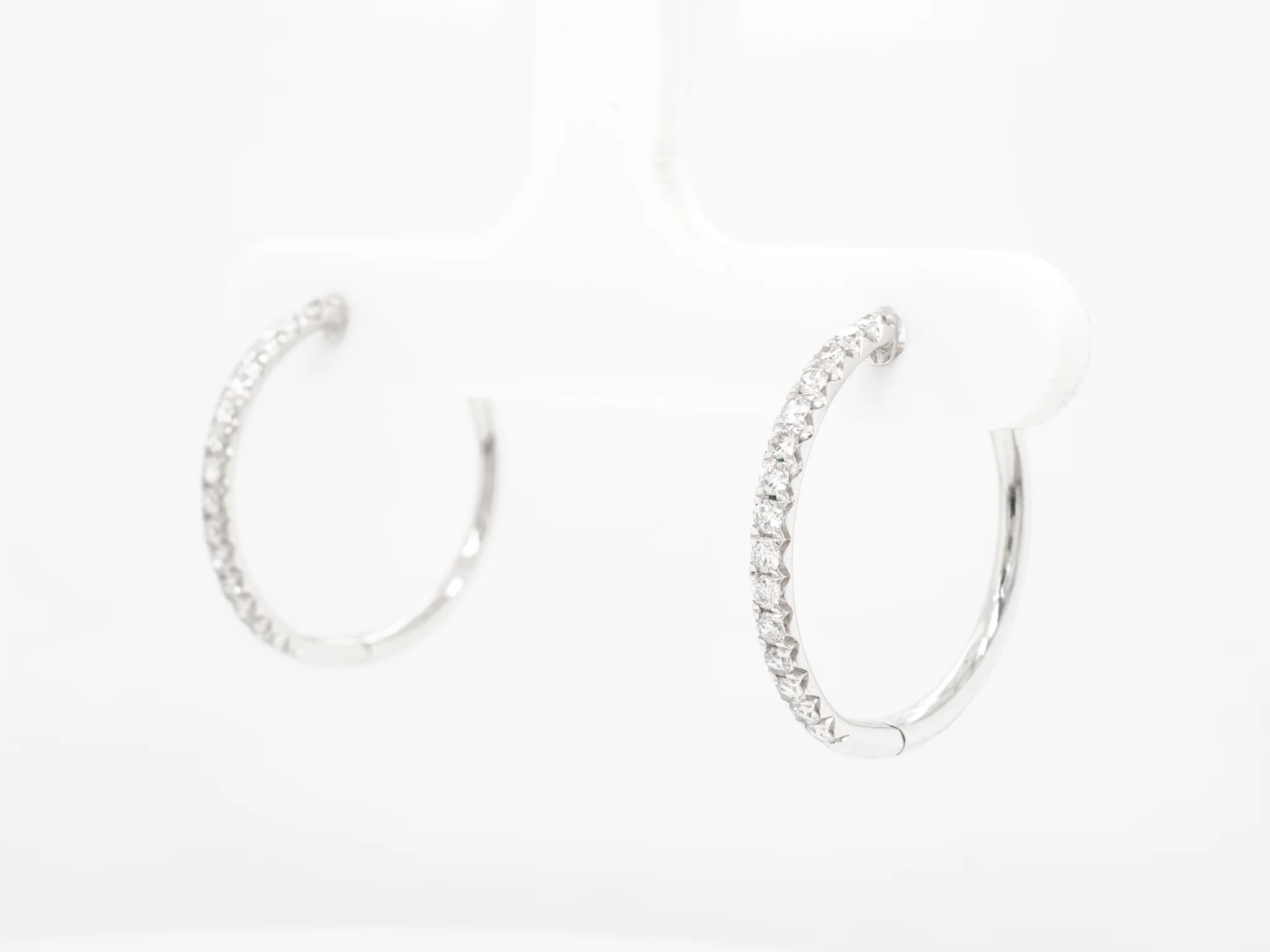 .40 Small Diamond Hoop Earrings in 18k White Gold - Image 2