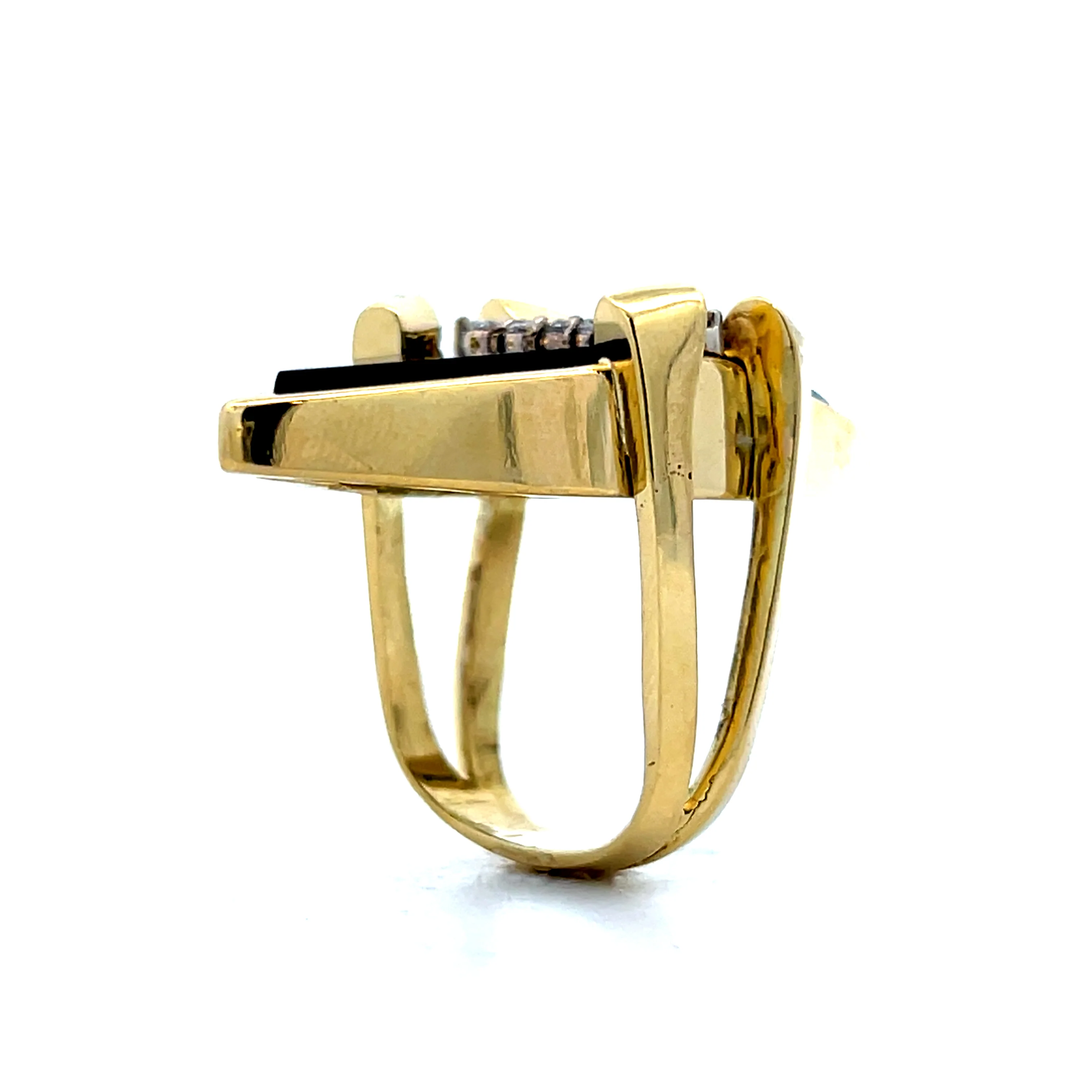 .40 Vintage Onyx & Diamond Cocktail Ring in 18k - Image 5