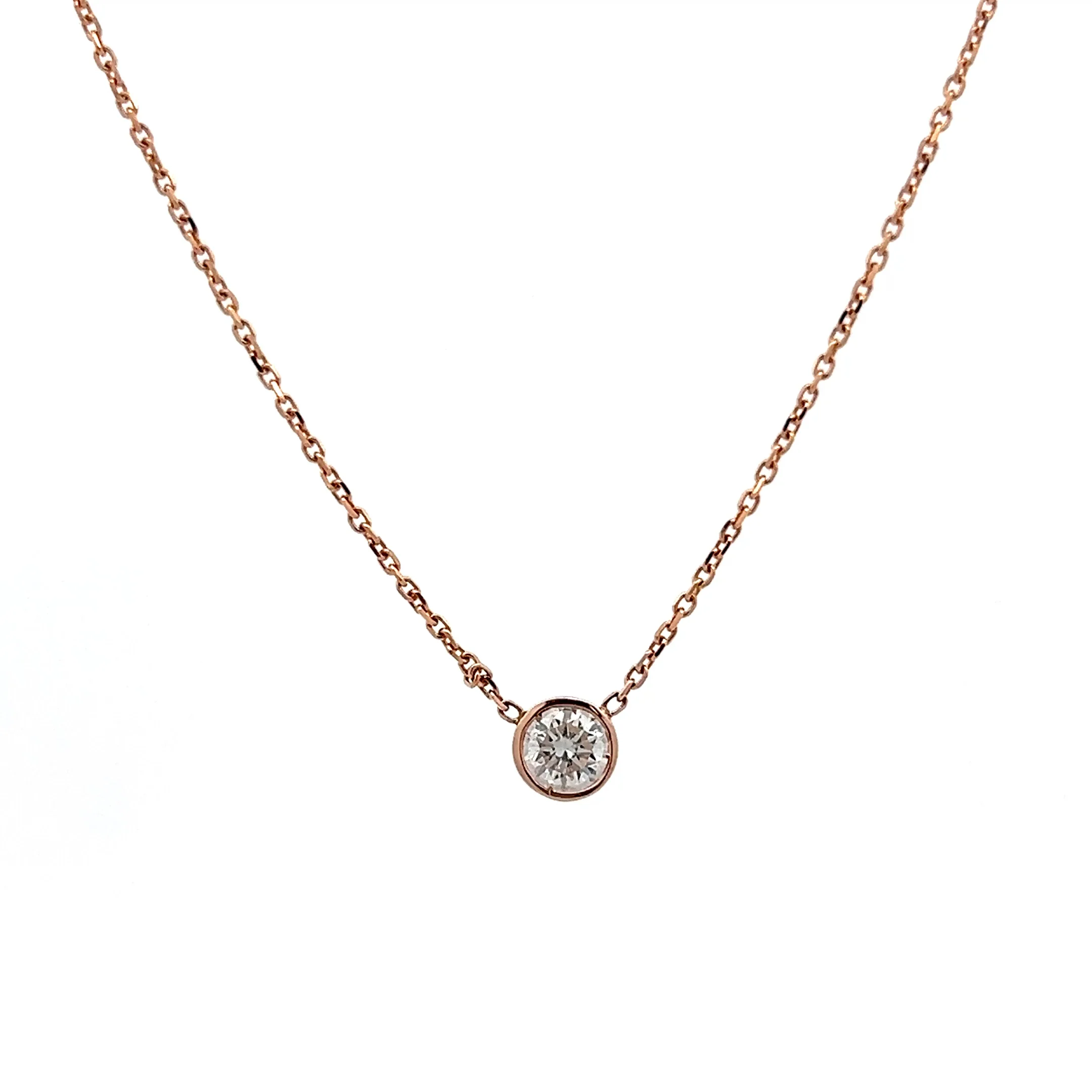 .41 Diamond Bezel Solitaire Pendant Necklace in 14k