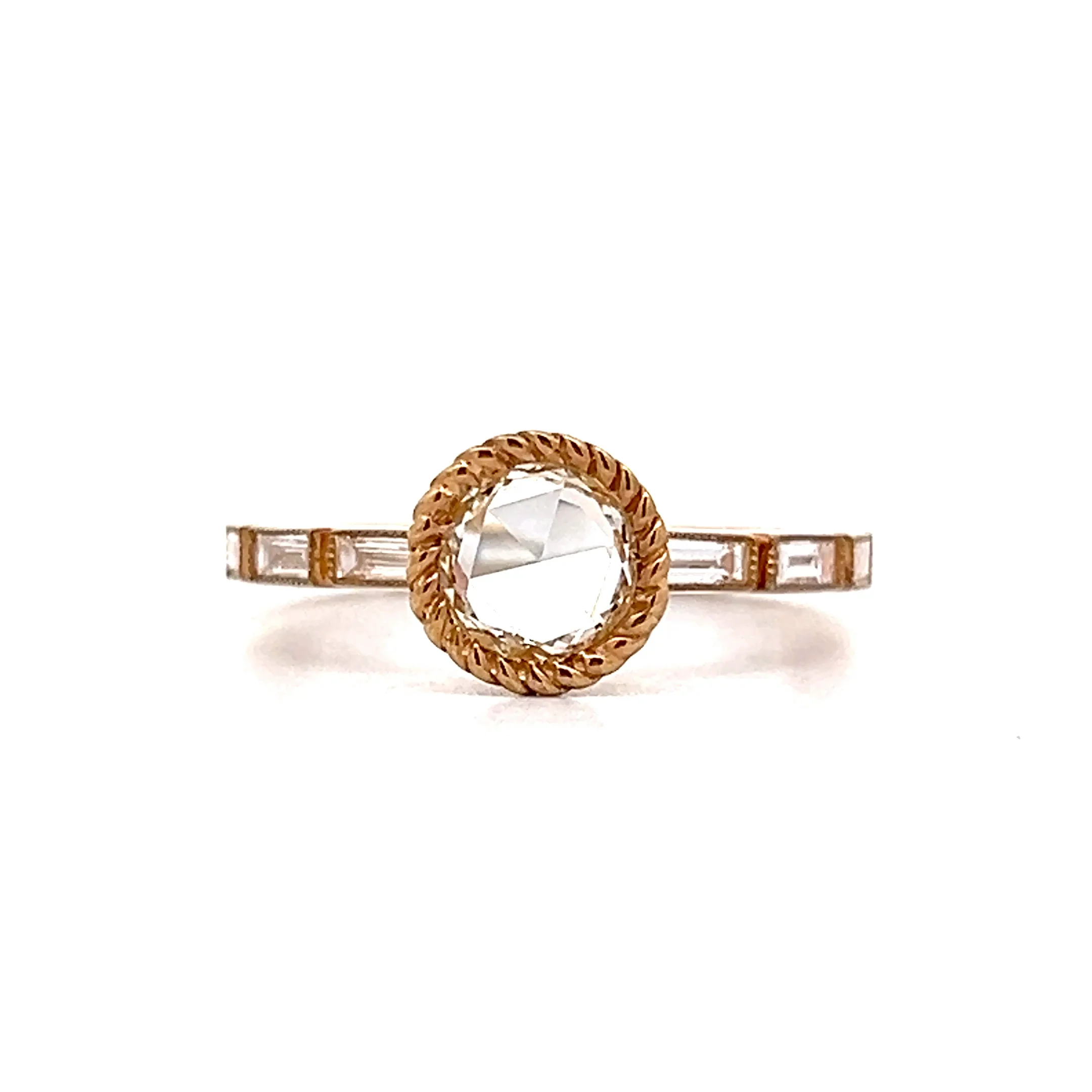 .41 Rose Cut Diamond Engagement Ring in 18k Yellow Gold