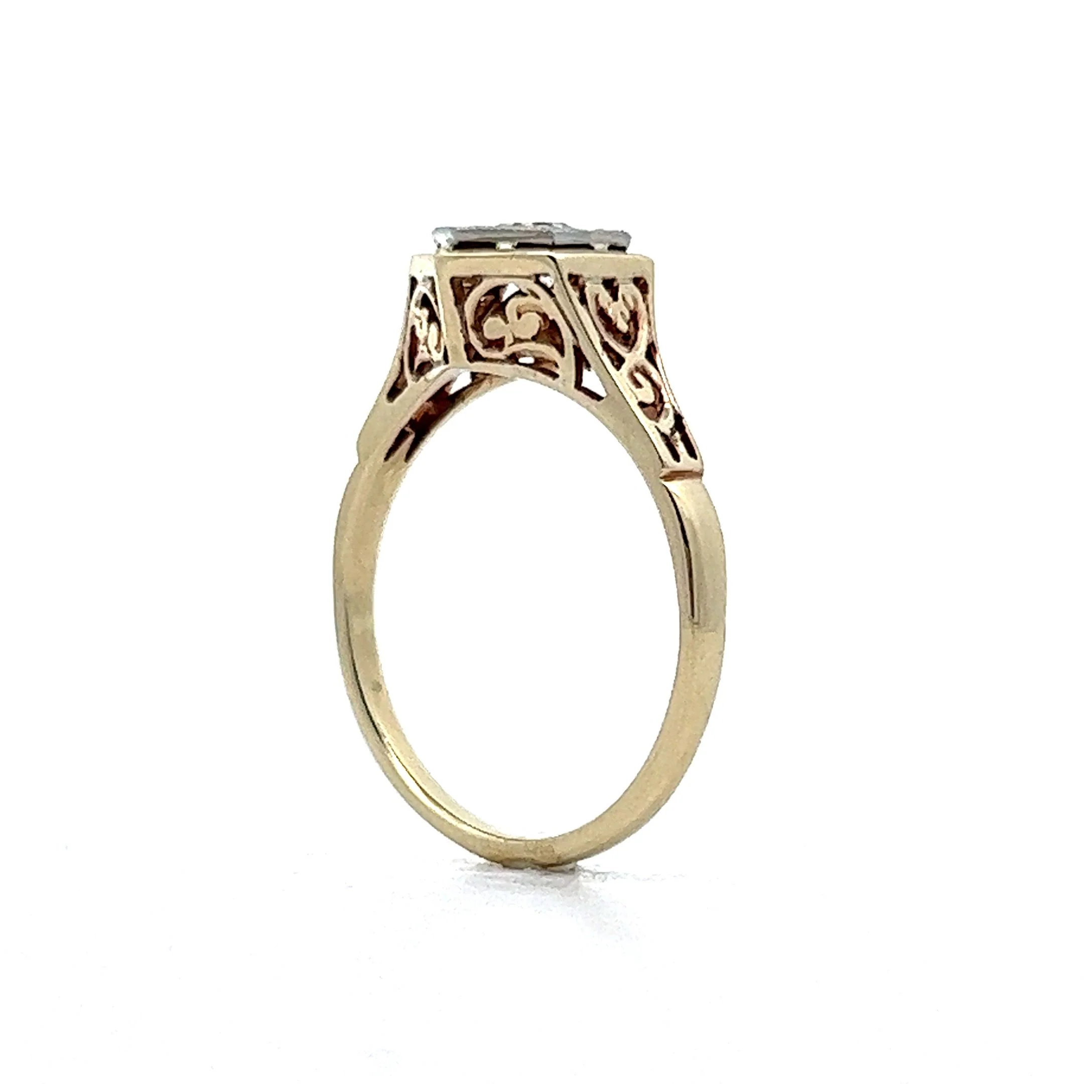 .41 Vintage Retro Solitaire Engagement Ring in 14k Yellow & White Gold - Image 5