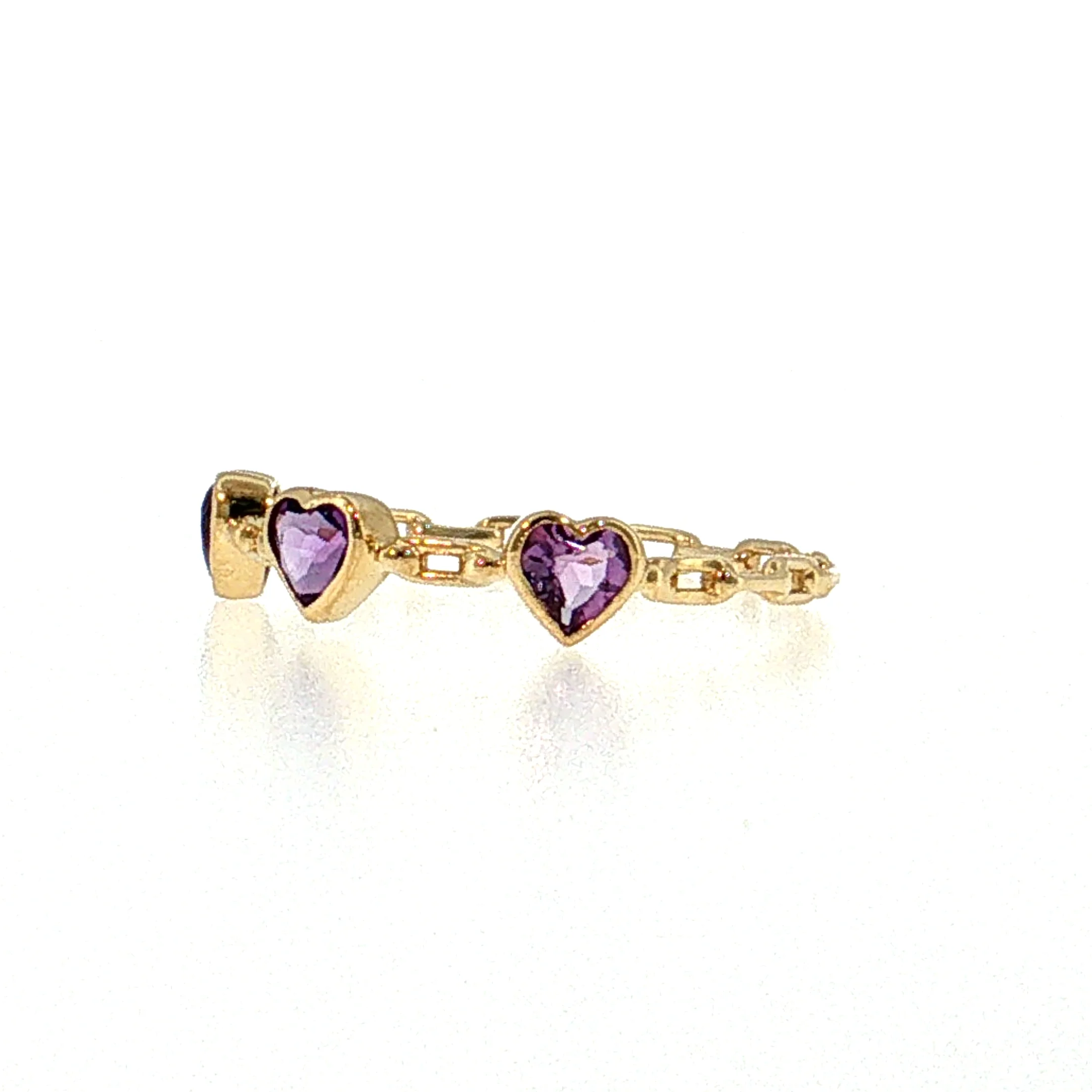 .42 Amethyst Heart Three Stone Stacking Ring 14k - Image 2
