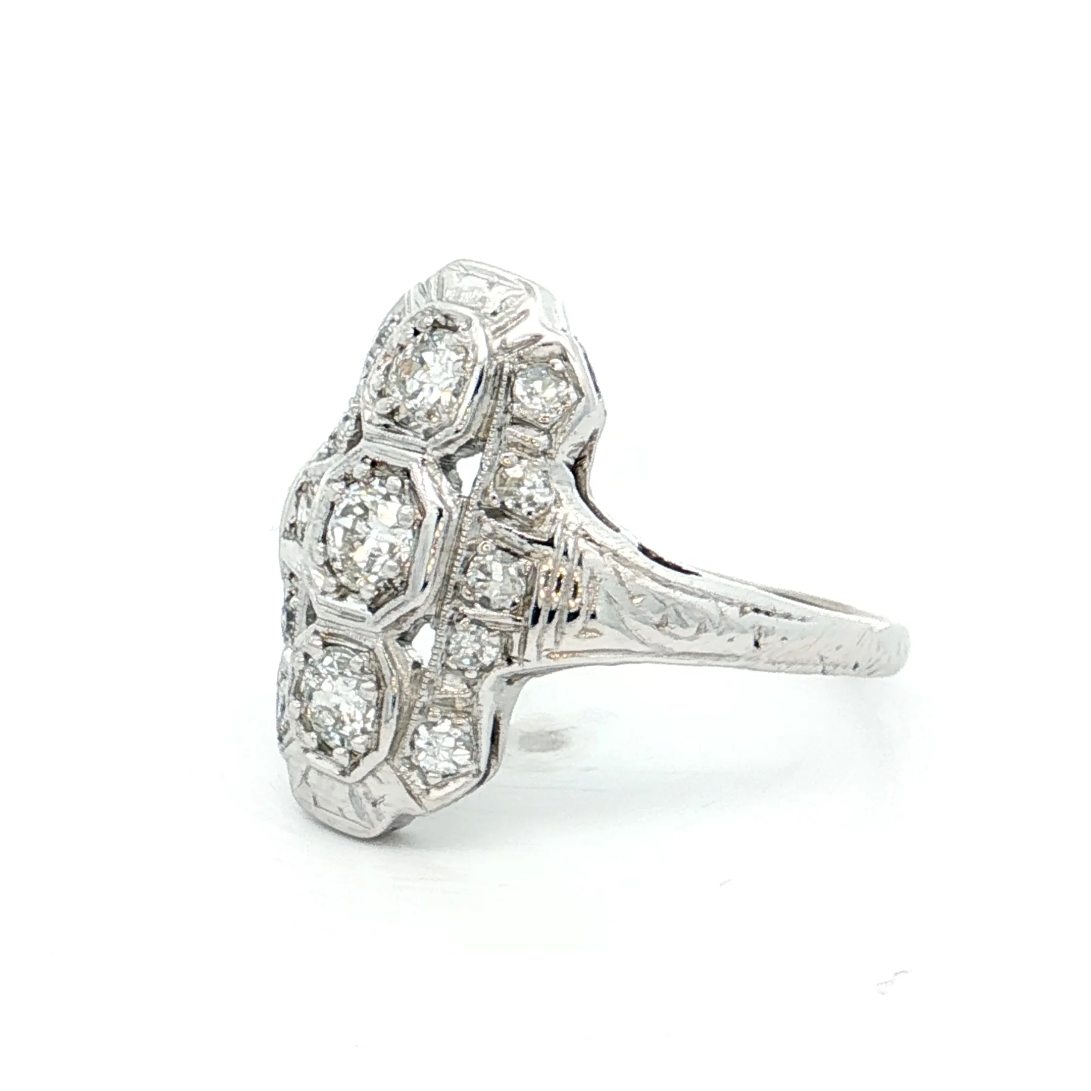 .42 Antique Deco Navette Cocktail Ring in 18k - Image 2