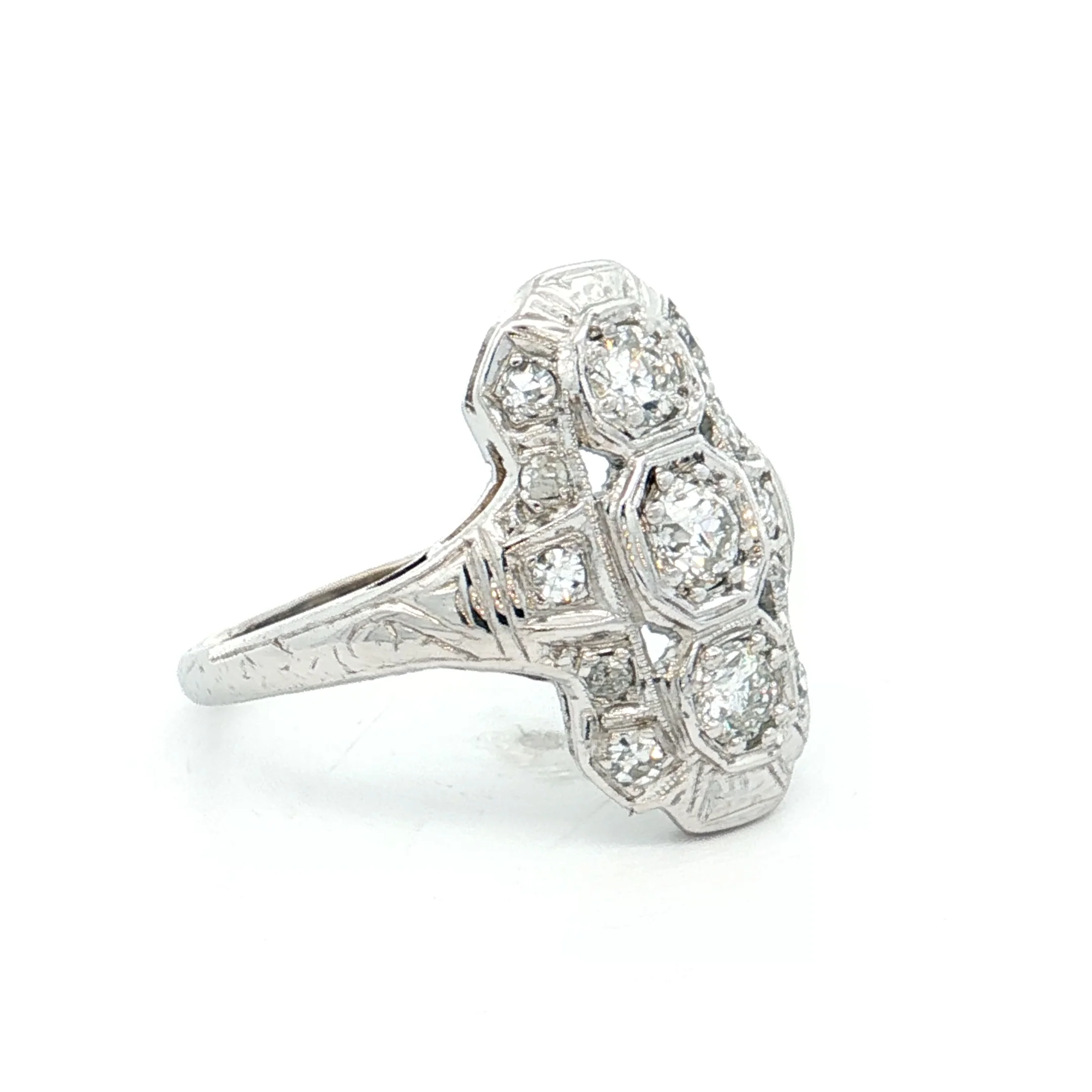 .42 Antique Deco Navette Cocktail Ring in 18k - Image 3