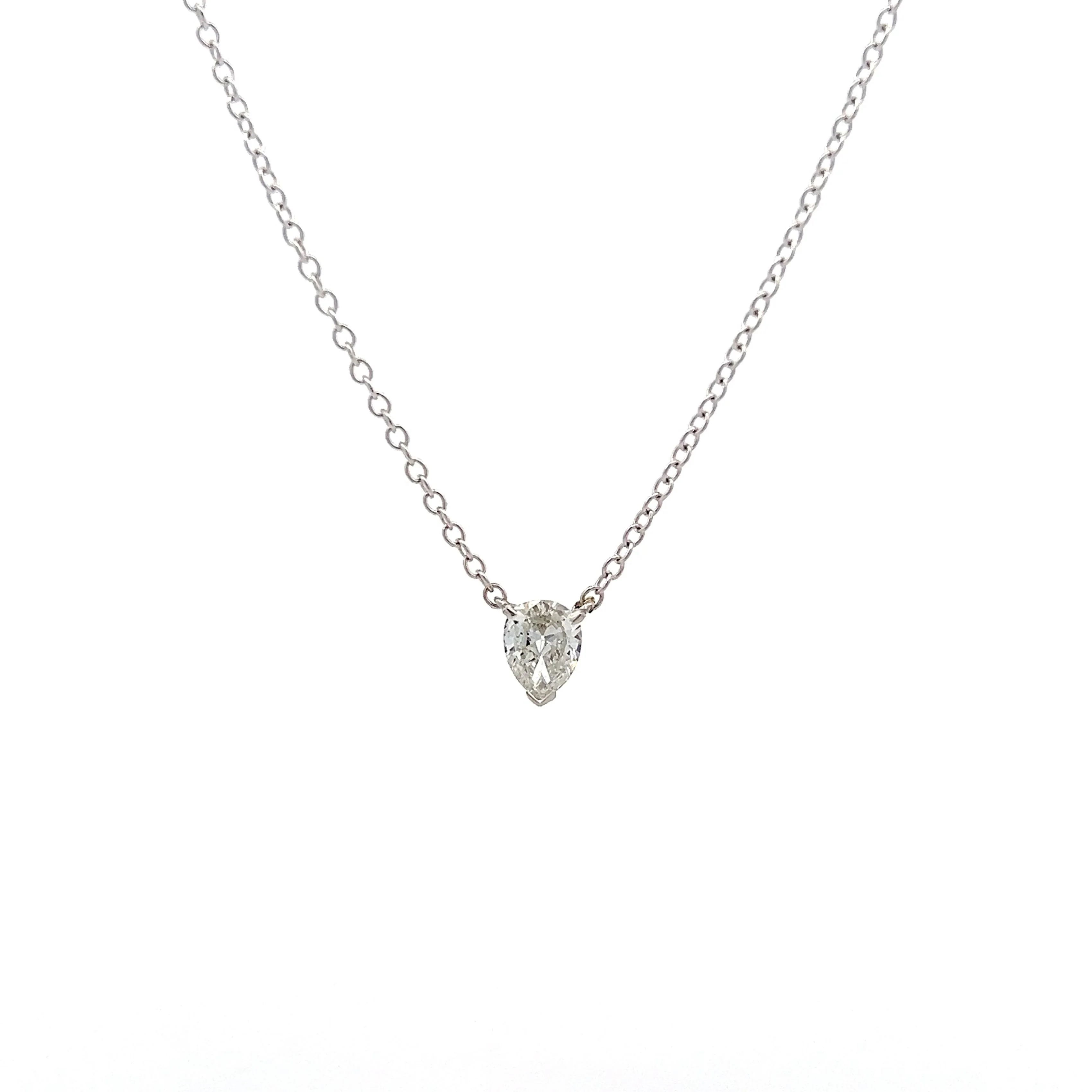 .42 Pear Cut Diamond Necklace in 14k White Gold