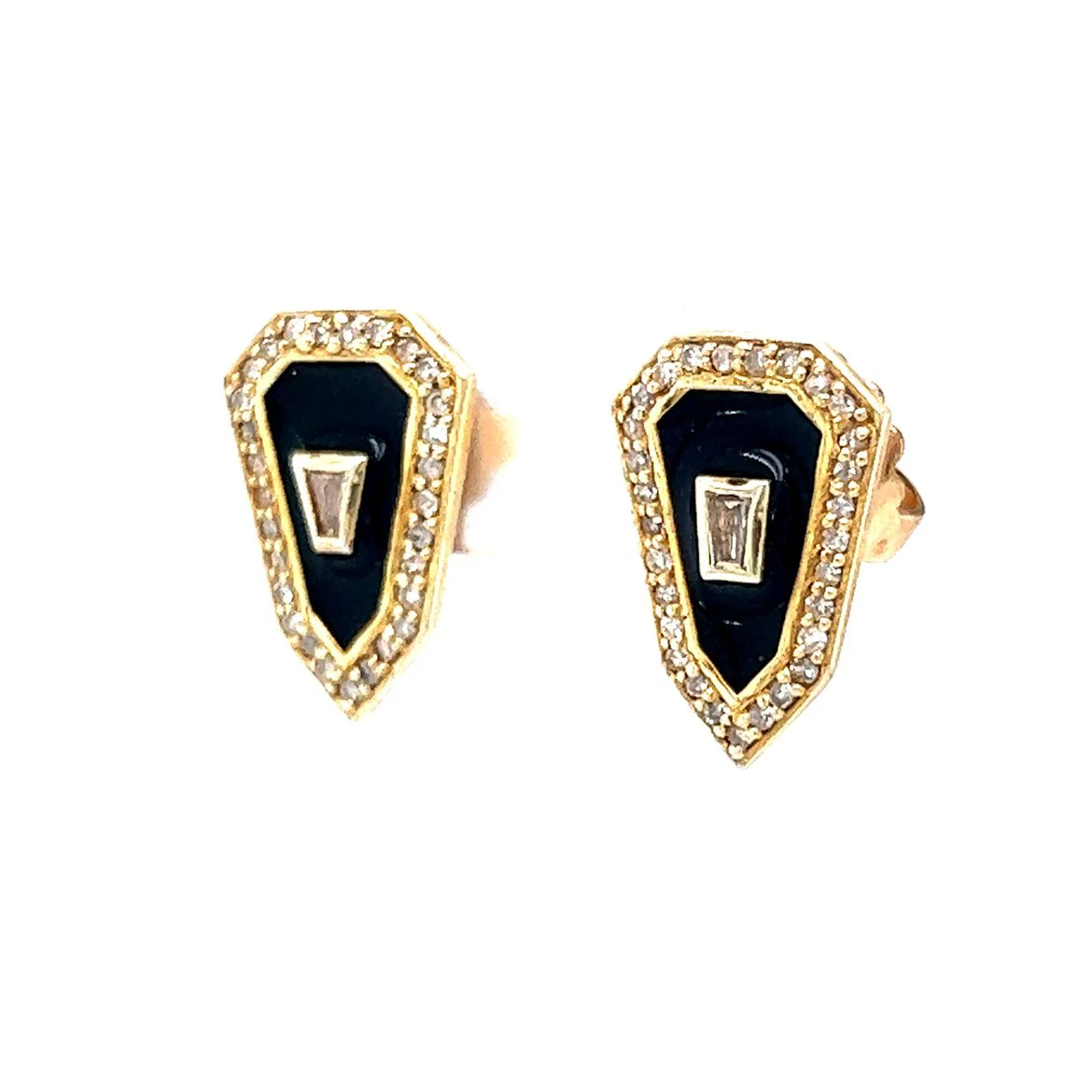 .42 Vermeil Diamond & Enamel Stud Earrings - Image 2