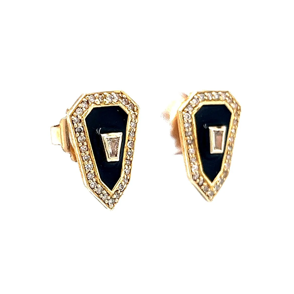 .42 Vermeil Diamond & Enamel Stud Earrings - Image 4
